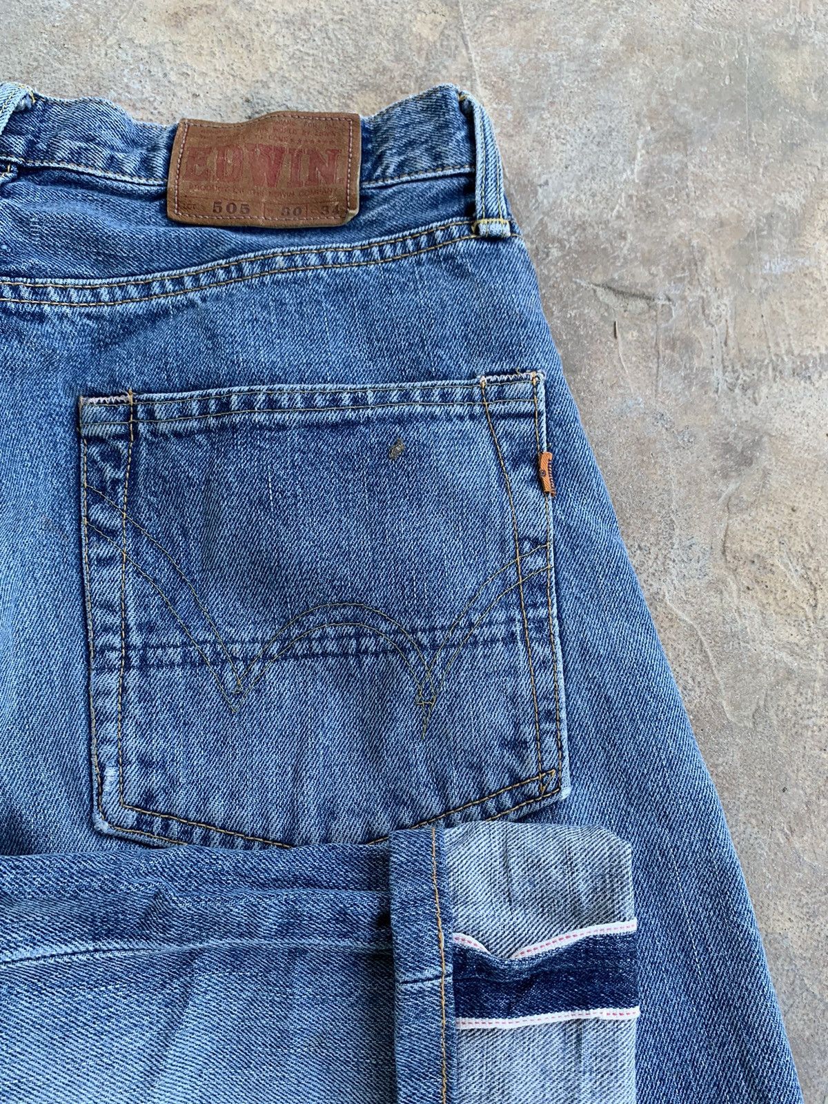 Edwin × Japanese Brand Vintage Distressed Edwin 505 Baggy Redline Selvedge Denim Size US 29 - 3 Thumbnail