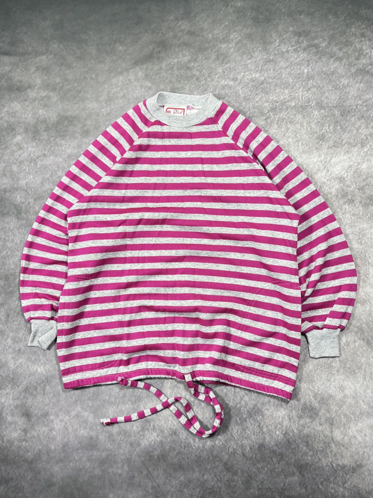 Vintage 1980s Vintage Sweatshirt Striped Crewneck Drawstring Crop 80 Size S / US 4 / IT 40 - 3 Thumbnail