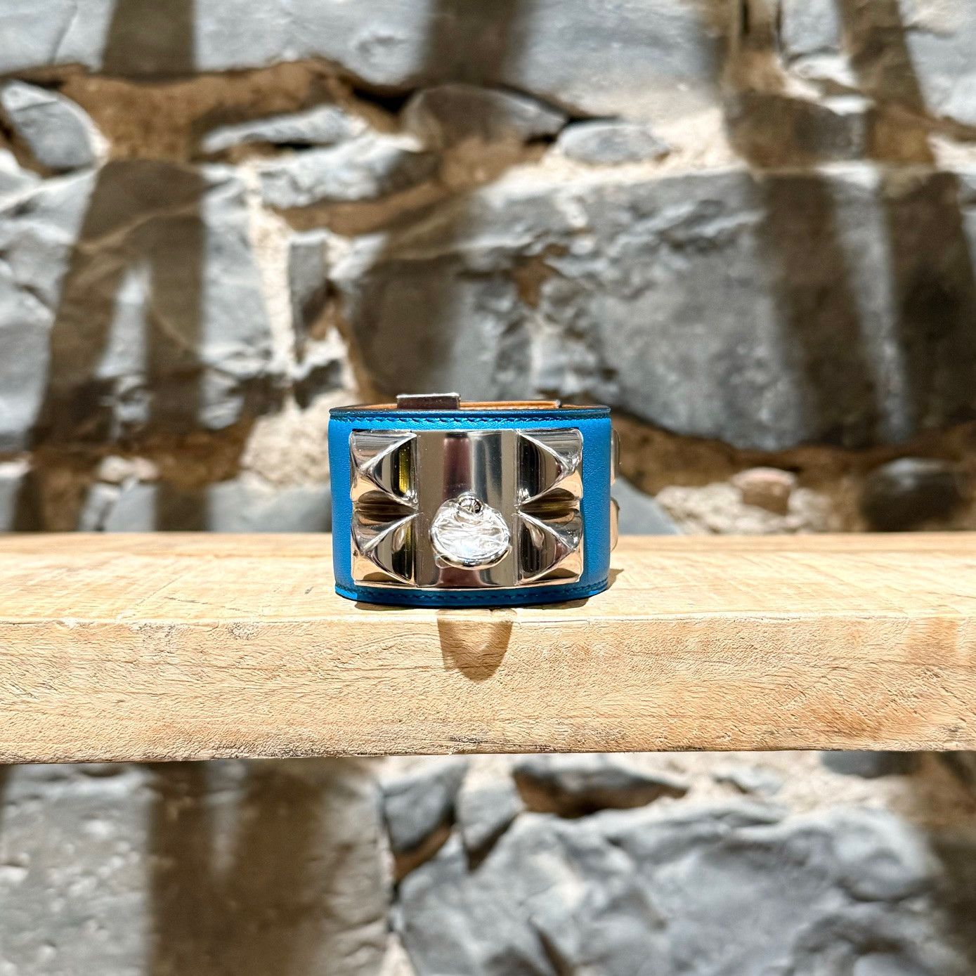 Hermes Hermès Zanzibar Blue Palladium HW Collier De Chien Bracelet Size ONE SIZE - 2 Thumbnail