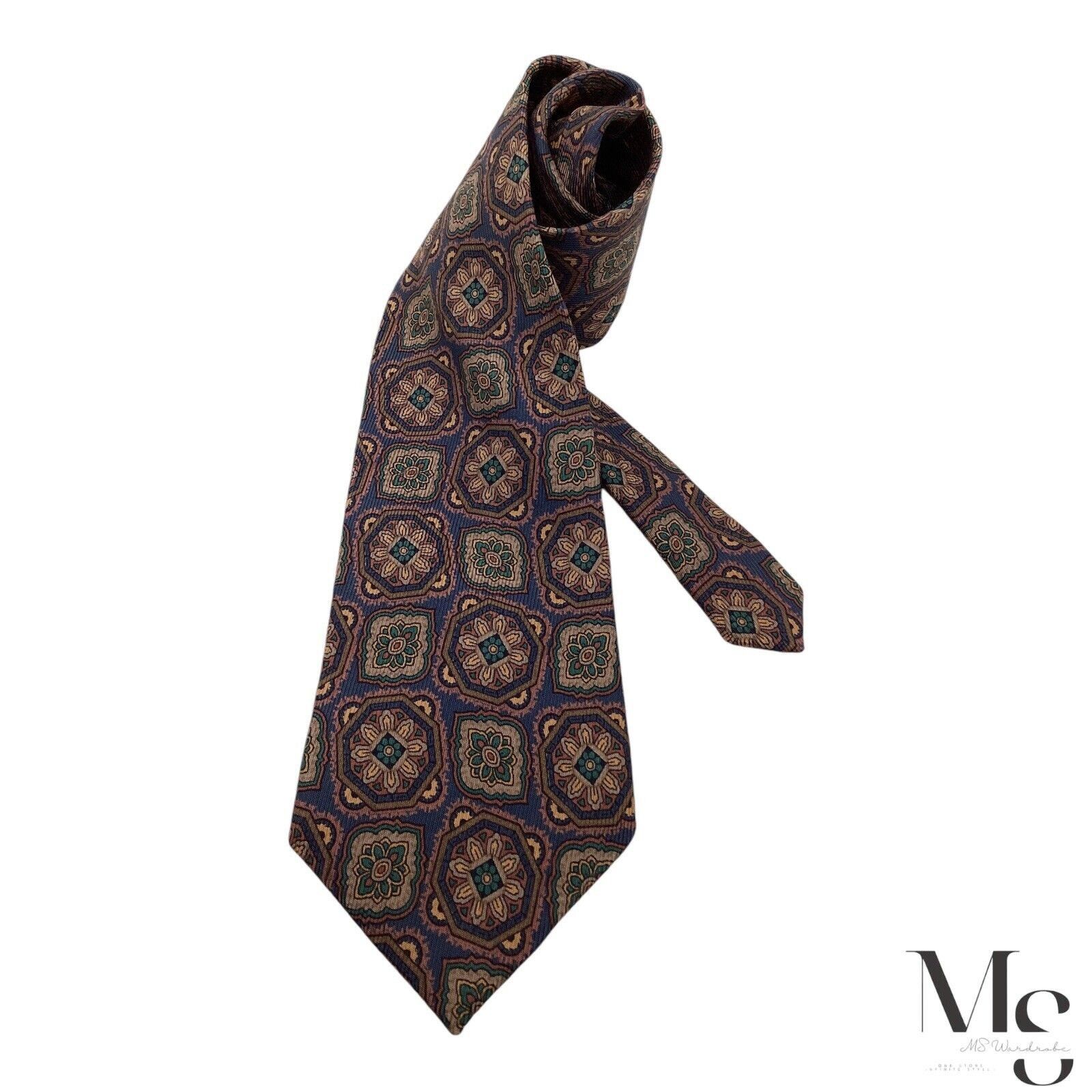 Burberry BURBERRYS OF LONDON Blue Medallion Print Luxury Silk Tie H.M Size ONE SIZE - 1 Thumbnail