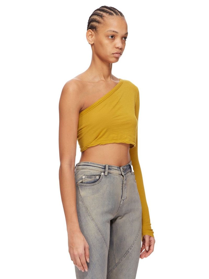 Rick Owens o1y0126 One-Shoulder Tank Top in Yellow Size S / US 4 / IT 40 - 2 Thumbnail