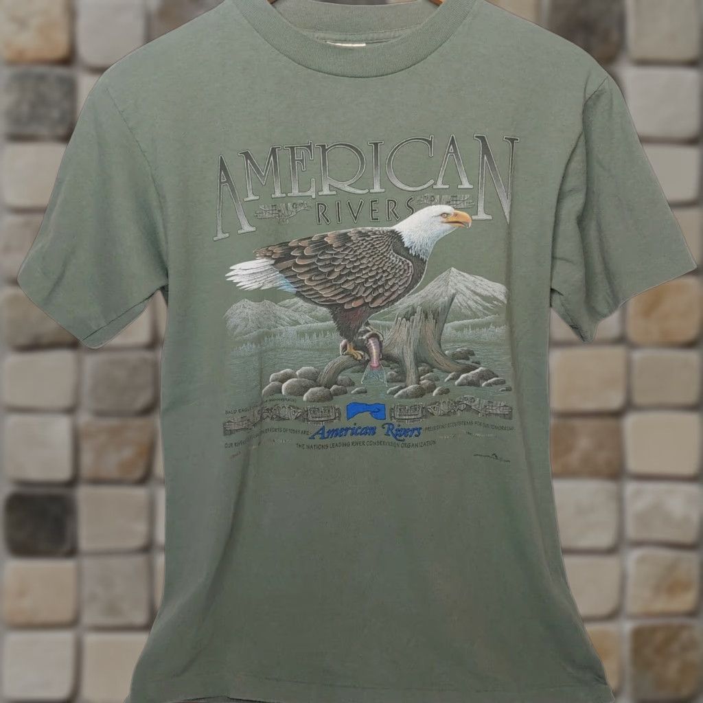 Vintage VINTAGE Ohiopyle Shirt Medium Army Green Bald Eagle Nature Conservation T-Shirt Men Graphic Print 100% Cotton Size US M / EU 48-50 / 2 - 1 Thumbnail