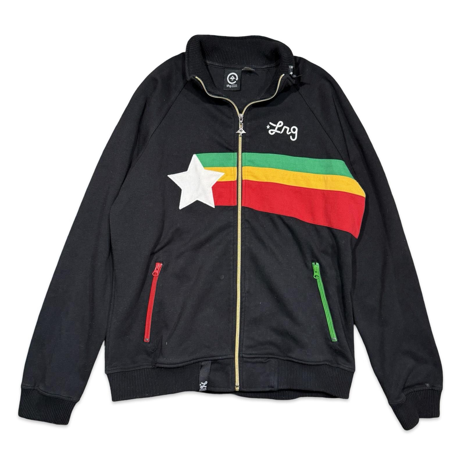 Designer LRG Rasta Y2K Black Zip-Up Jacket with Gold Zipper Size US L / EU 52-54 / 3 - 1 Thumbnail