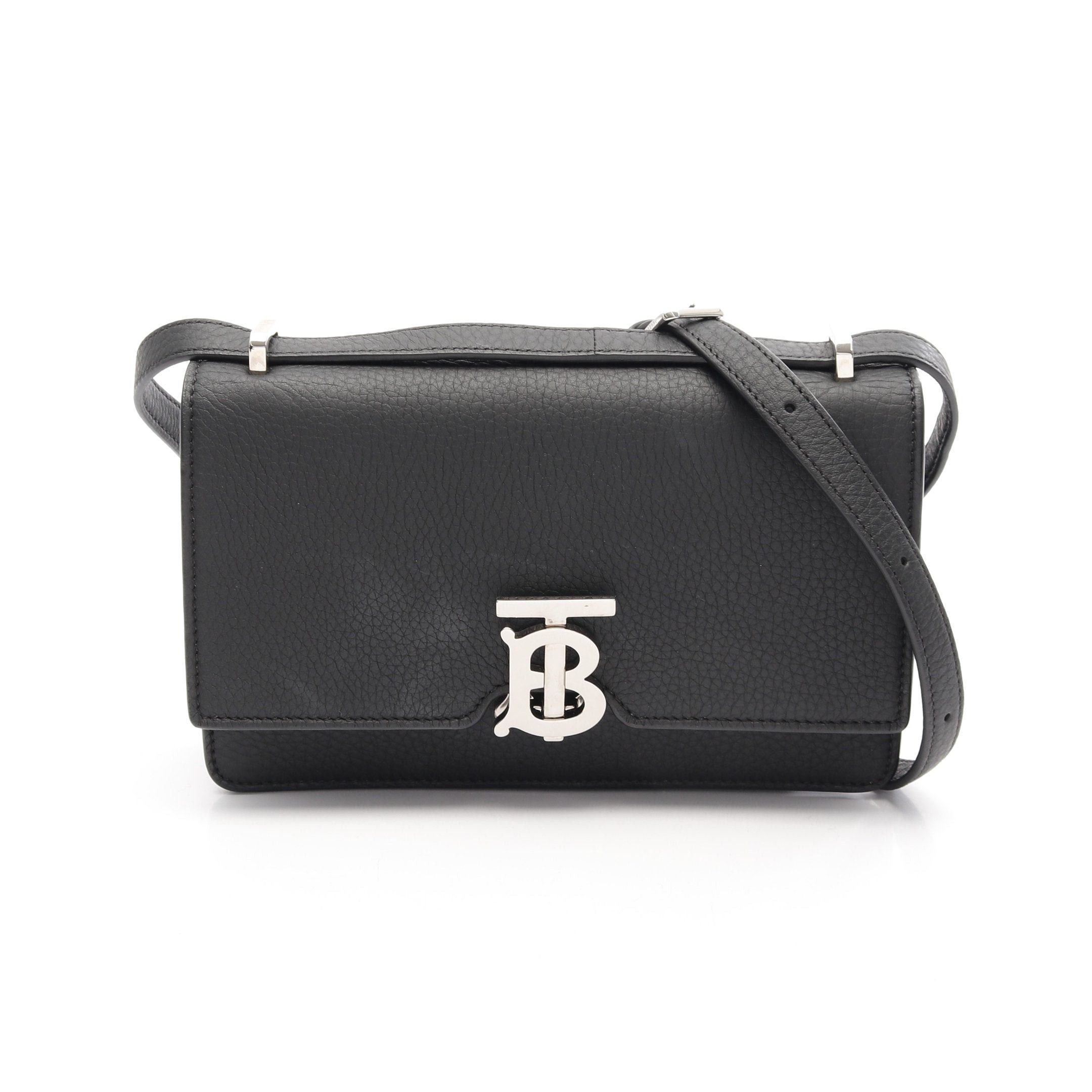 Burberry Tb Shoulder Bag Leather Black
