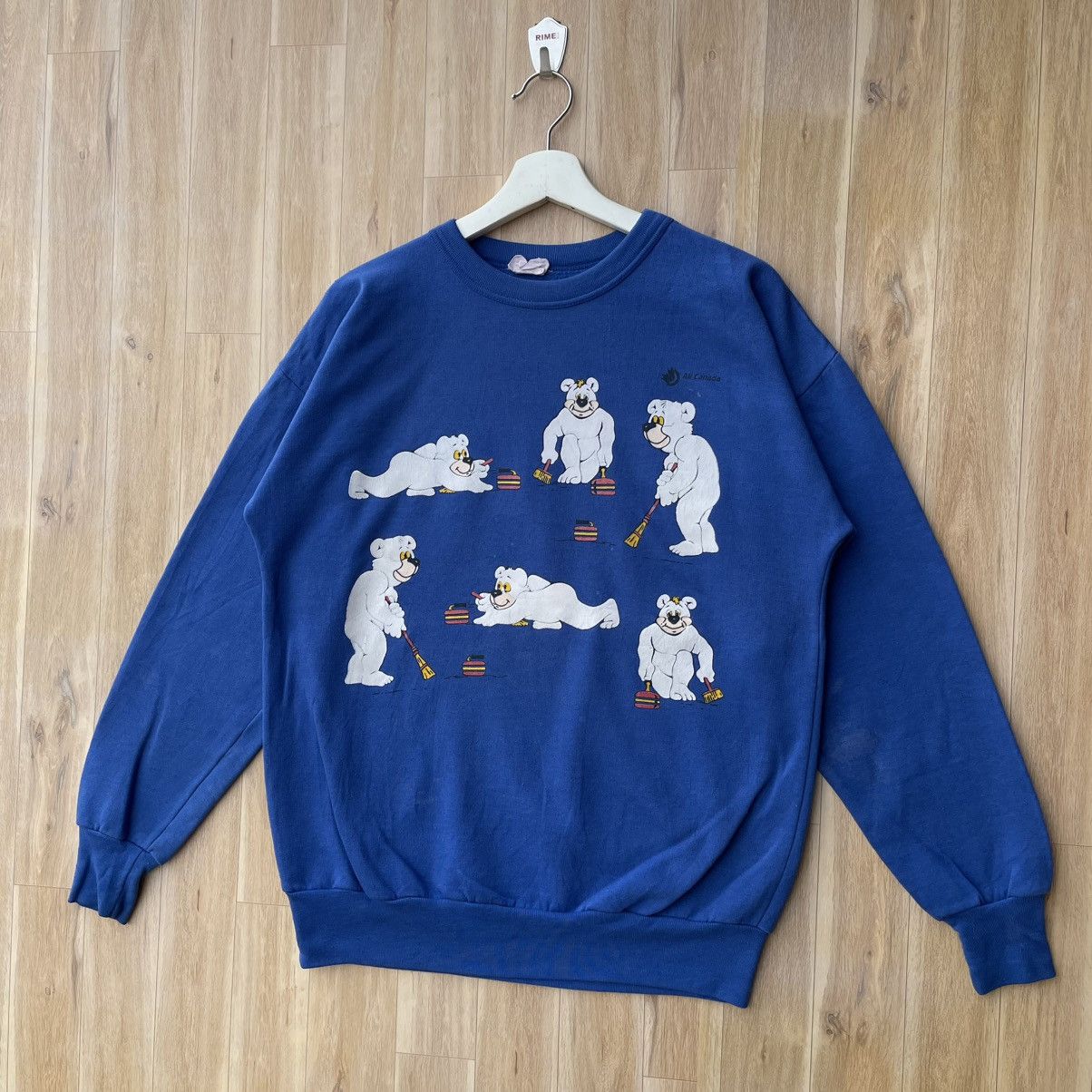 Vintage Vintage 90s Curling Bear Puff Print Graphic Pullover Size US M / EU 48-50 / 2 - 2 Thumbnail