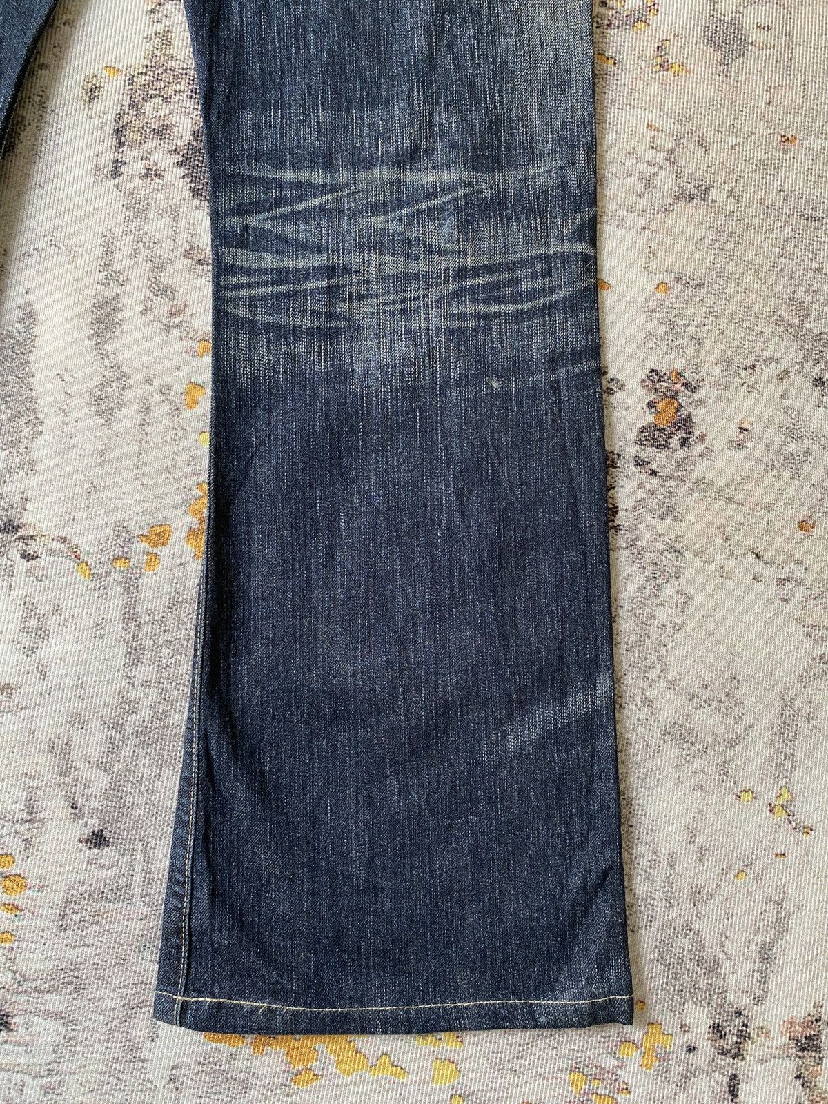 Japanese Brand Edwin 503 Blue Trip Claws Mark Distressed Flare Denim Size US 32 / EU 48 - 13 Thumbnail