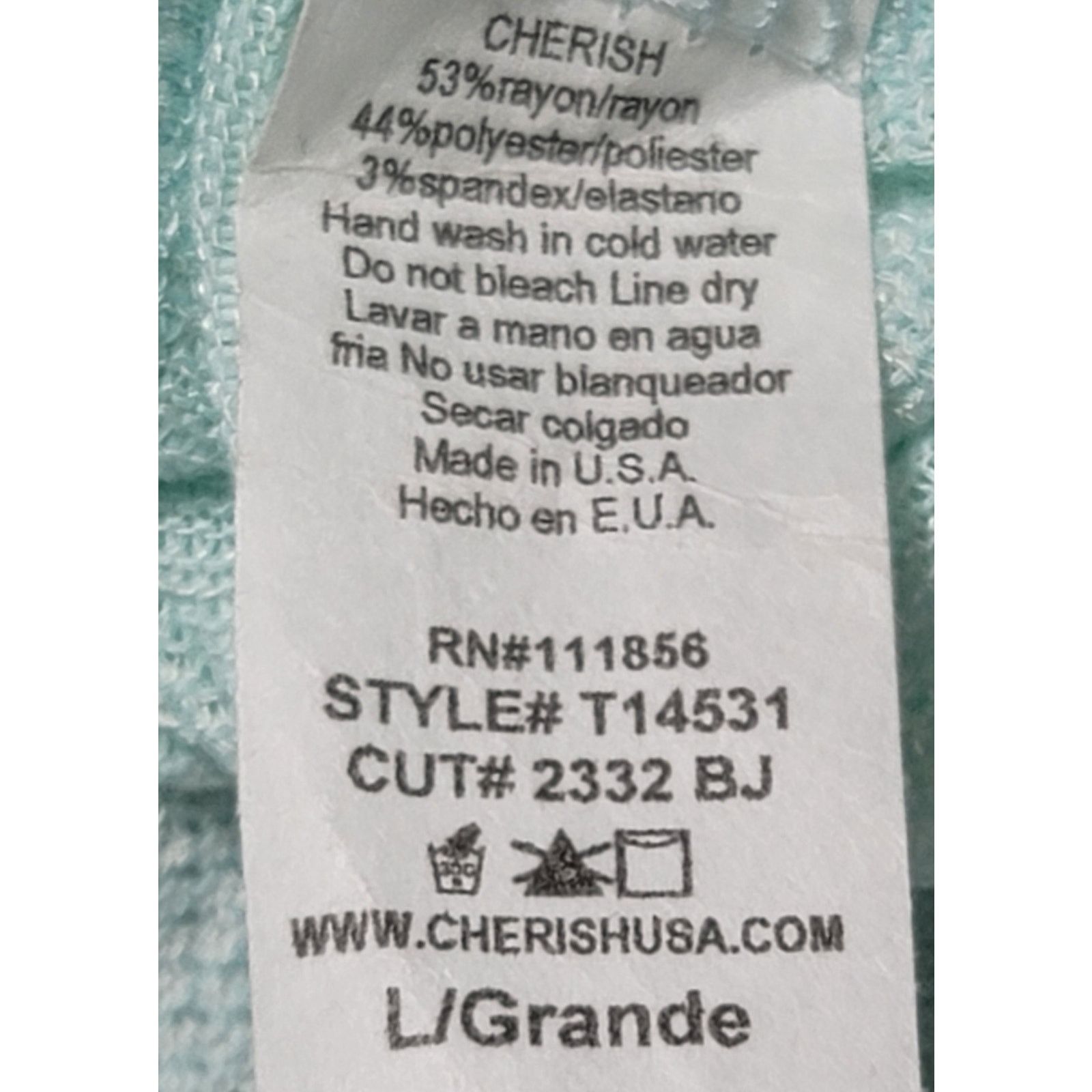 Other Cherish Light Green Tight Knit Roll Tab Sleeves Top Large Size L / US 10 / IT 46 - 4 Thumbnail