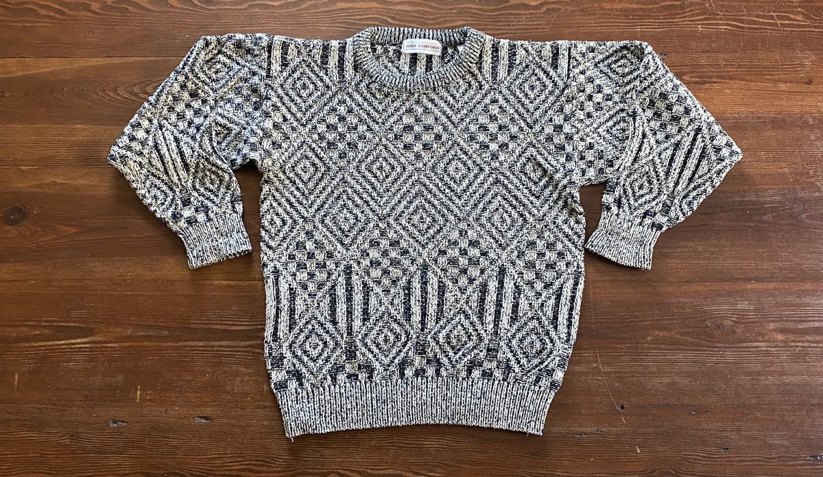 John Ashford Vintage 90’s John Ashford Diamond Pattern Knit Sweater Size US S / EU 44-46 / 1 - 2 Thumbnail