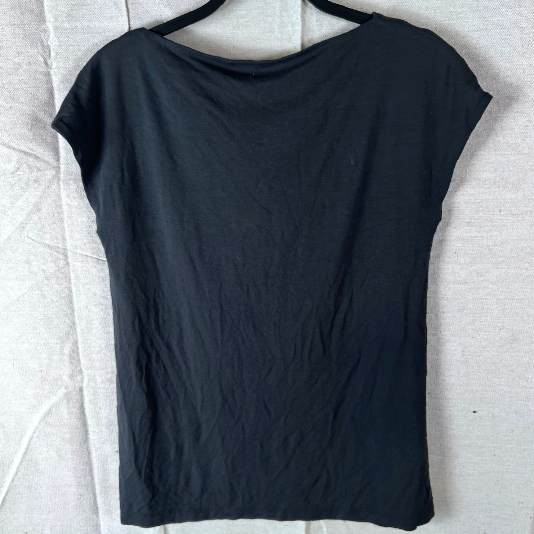 Eileen Fisher Eileen Fisher Black Rayon Lycra Cowl Neck Cap Sleeve Top XS Made in USA Blouse Womens Casual Workwear Knit Shirt Size XS / US 0-2 / IT 36-38 - 4 Thumbnail