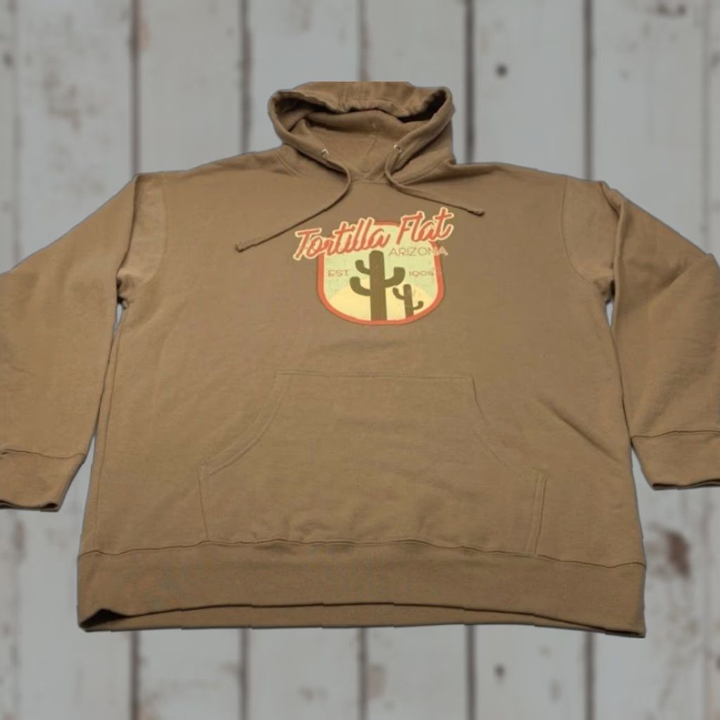 VINTAGE Independent Trading Co. Hoodie Sweatshirt Mens 2XL Brown Tortilla Flat Fleece