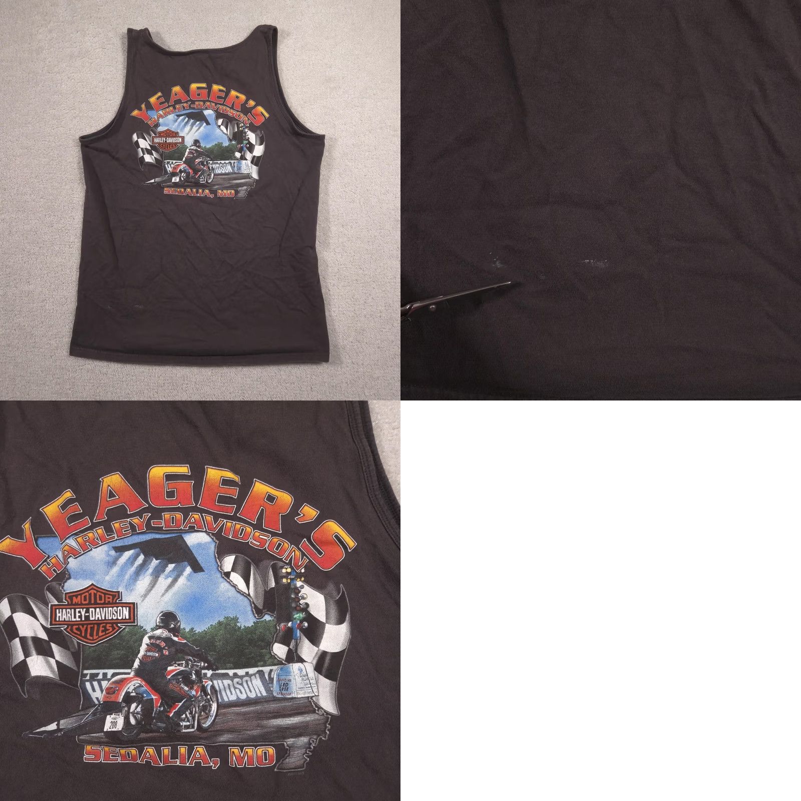 Harley Davidson Harley-Davidson Shirt Mens L Gray Sleeveless Live Free Yeager's Sedalia MO Graphic Print Jersey Cotton Regular Fit Shirt Mens Girls Boys Size US L / EU 52-54 / 3 - 9 Thumbnail