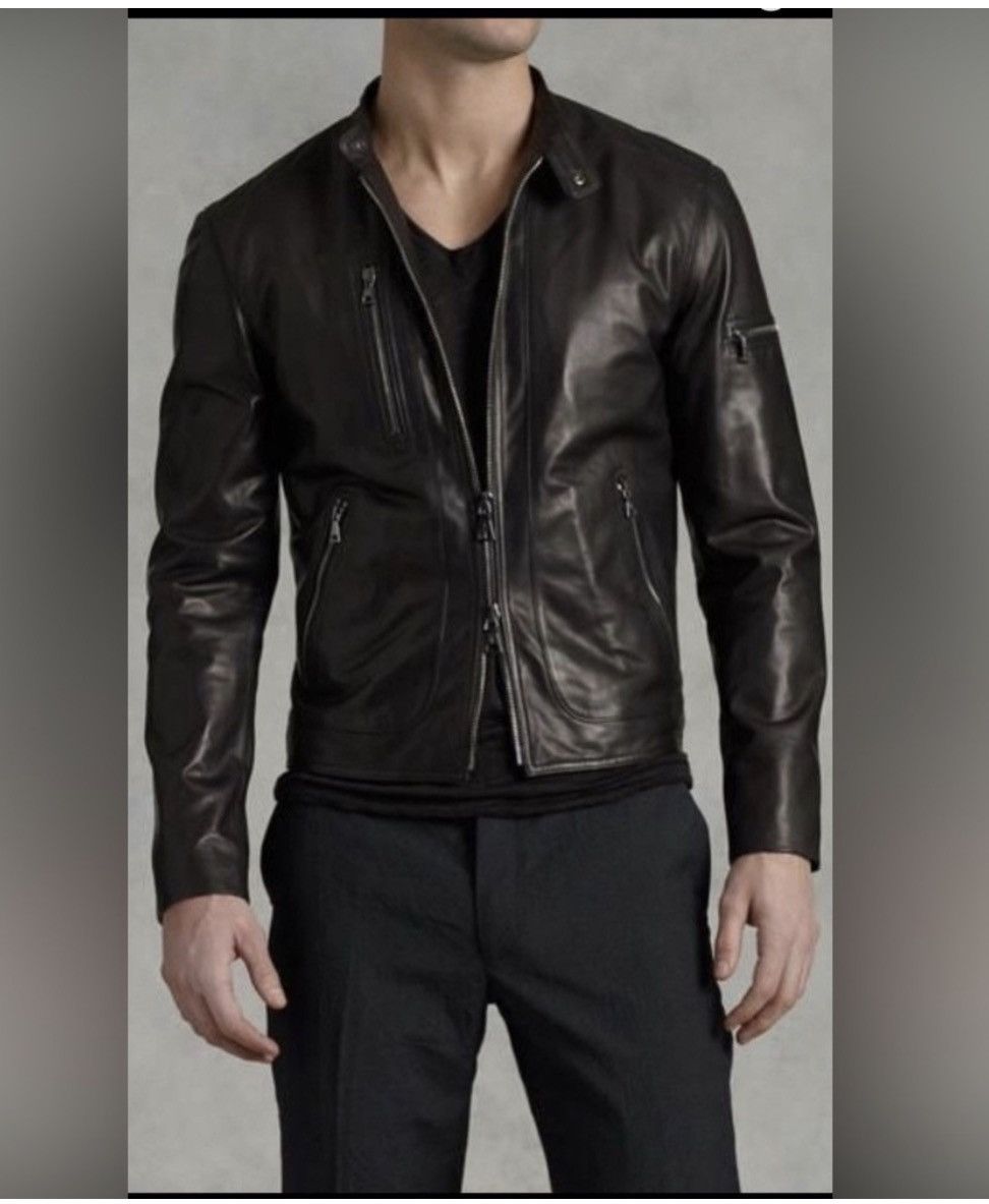 John Varvatos Lambskin Leather Moto Jacket EU 54 USA 44 Size US L / EU 52-54 / 3 - 5 Thumbnail