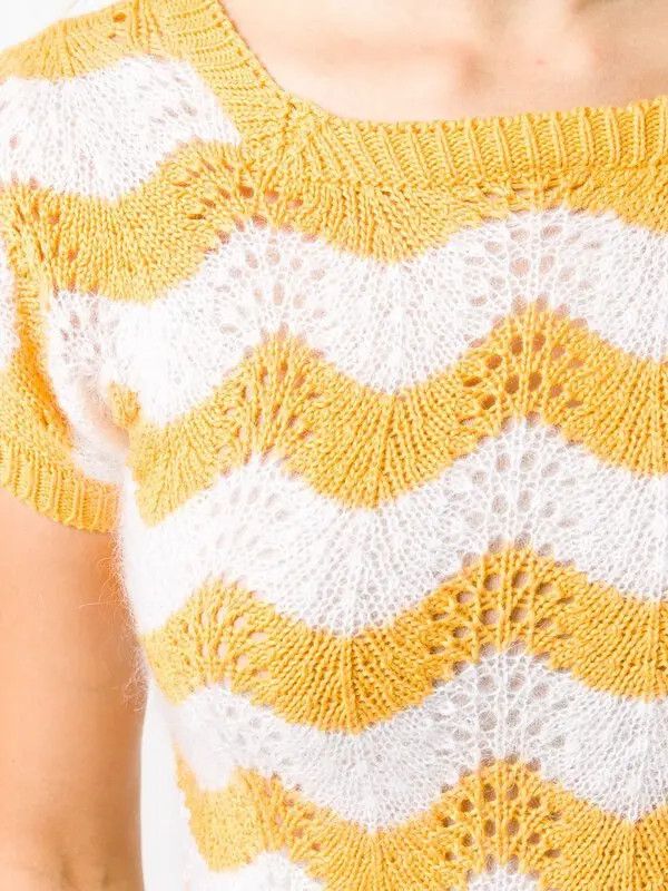 Marni o1y1125 Round Collar Sweater in White/Yellow Size M / US 6-8 / IT 42-44 - 5 Thumbnail