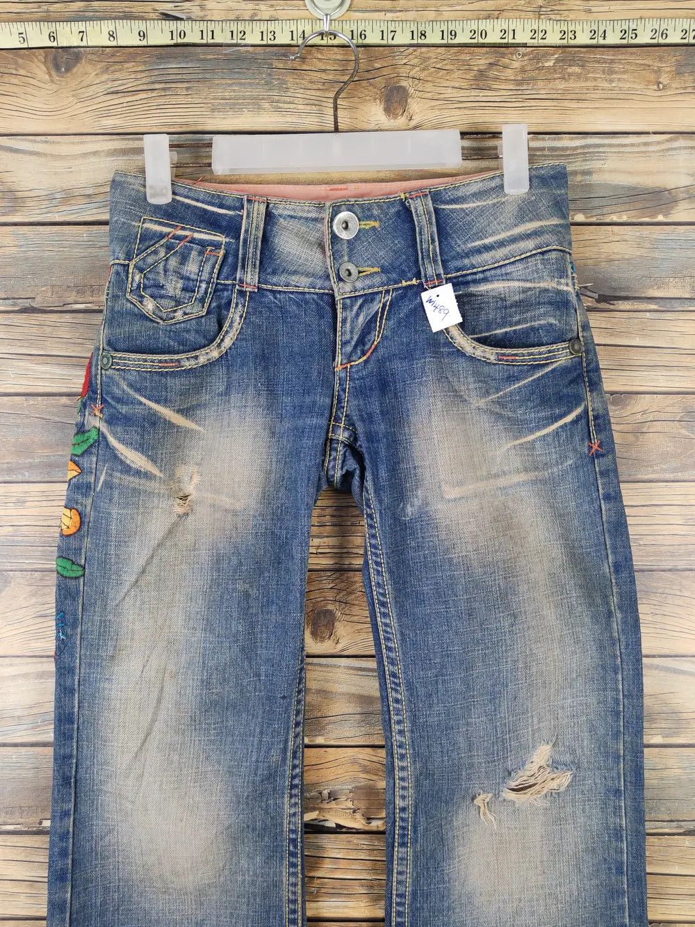 Japanese Brand Red Pepper Dark Blue Distressed Ripped Jeans #W1489 Size 26" / US 2 / IT 38 - 21 Thumbnail