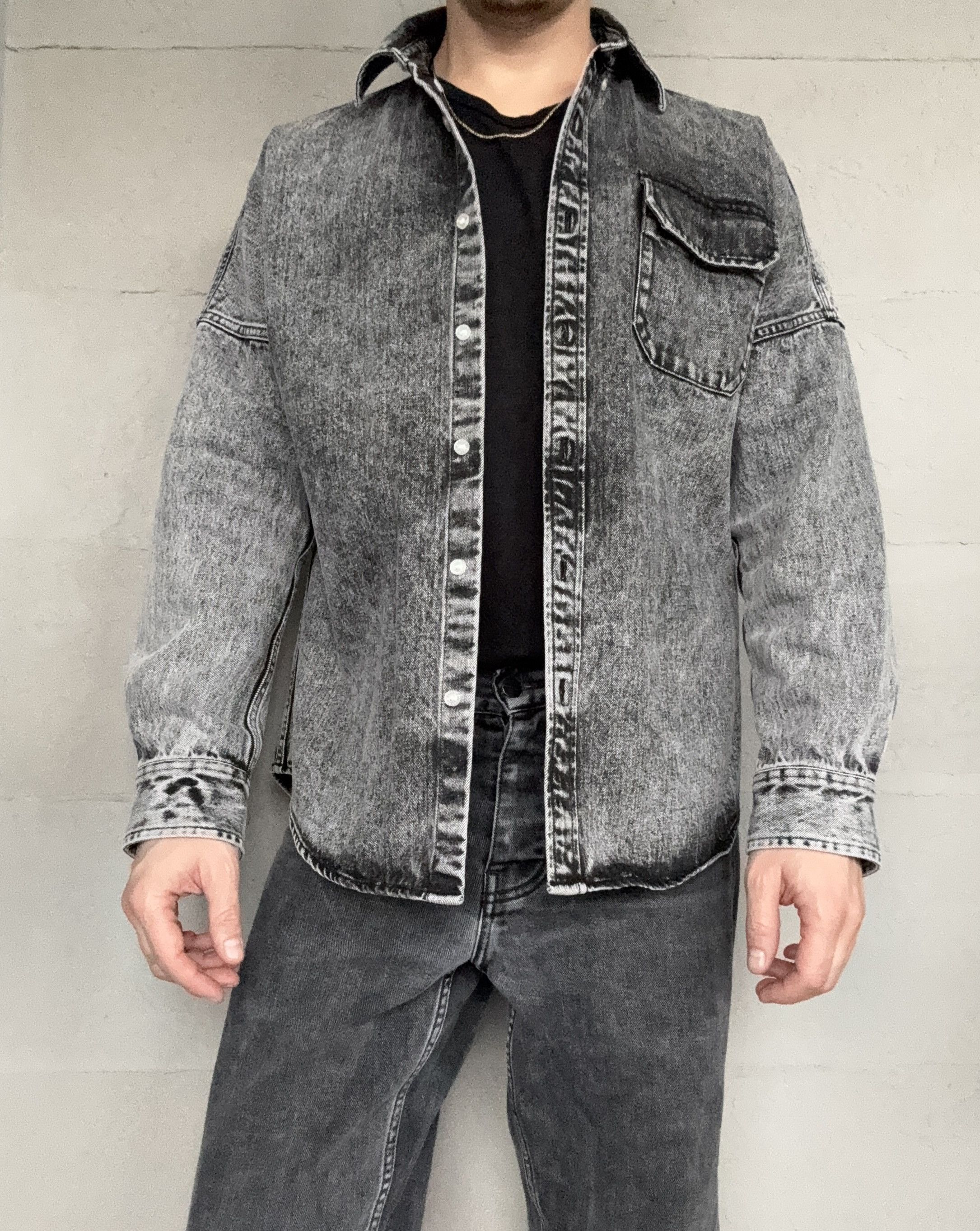 Palace Palace Denim Bossy Button Up Shirt, Stonewashed Black / Grey Size US M / EU 48-50 / 2 - 3 Thumbnail