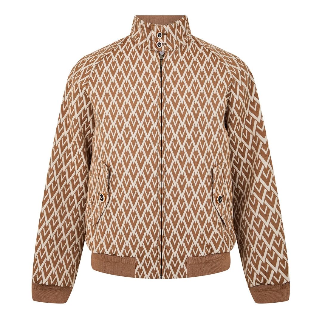 Valentino o1g2r1mq0526 All Over Logo Wool Jacket in Camel/Cream Size US M / EU 48-50 / 2 - 1 Thumbnail