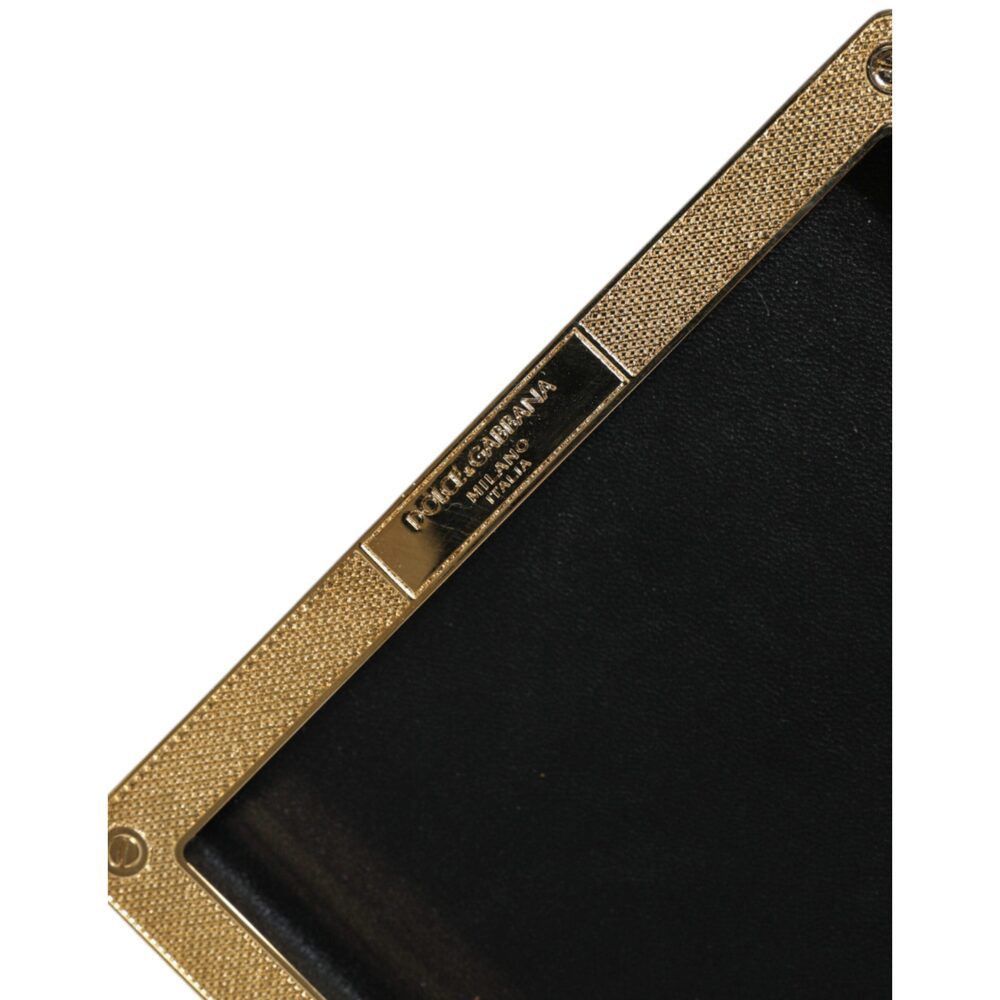 Dolce & Gabbana Dolce & Gabbana Black Leather Studs Gold Frame Clutch Evenin Size ONE SIZE - 5 Thumbnail
