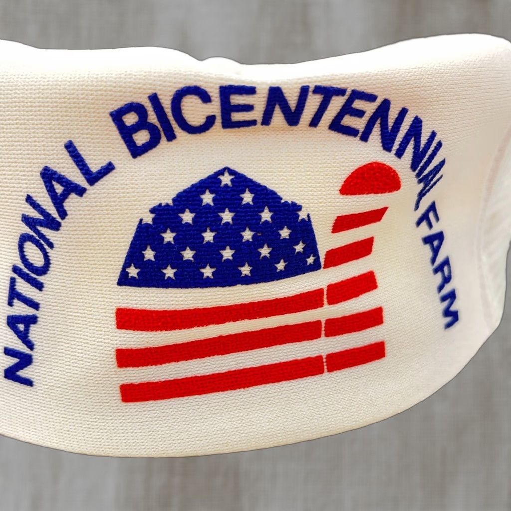 Vintage VINTAGE National Bicentennial Farm Trucker Hat Cap Made In USA Flag Snap Back TT One Size White Cotton Twill ESPN? Size ONE SIZE - 1 Thumbnail