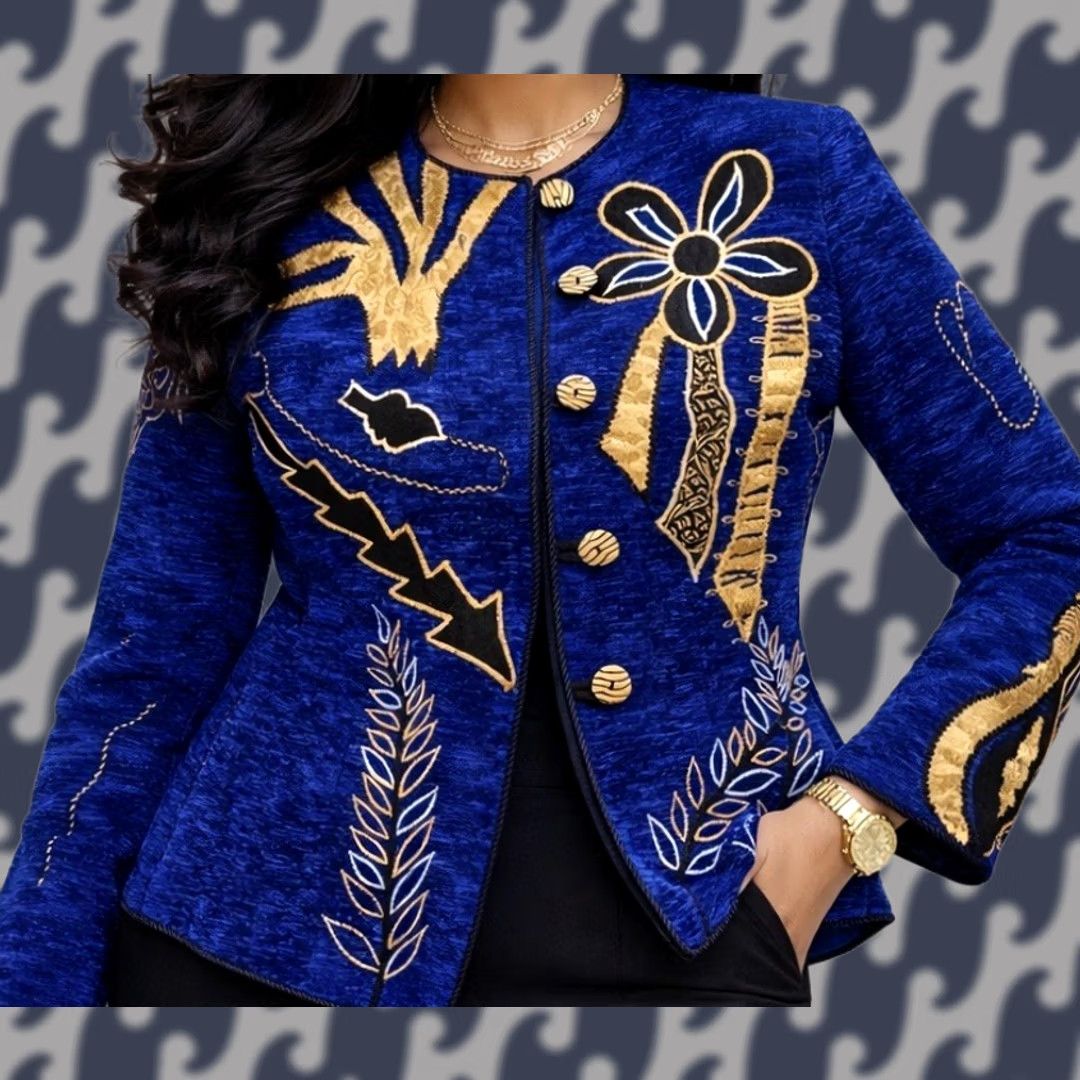 Vintage VINTAGE 90s Alex Kim Allure Art To Wear Jacket Blue Gold Embroidered Womens S Size S / US 4 / IT 40 - 1 Thumbnail