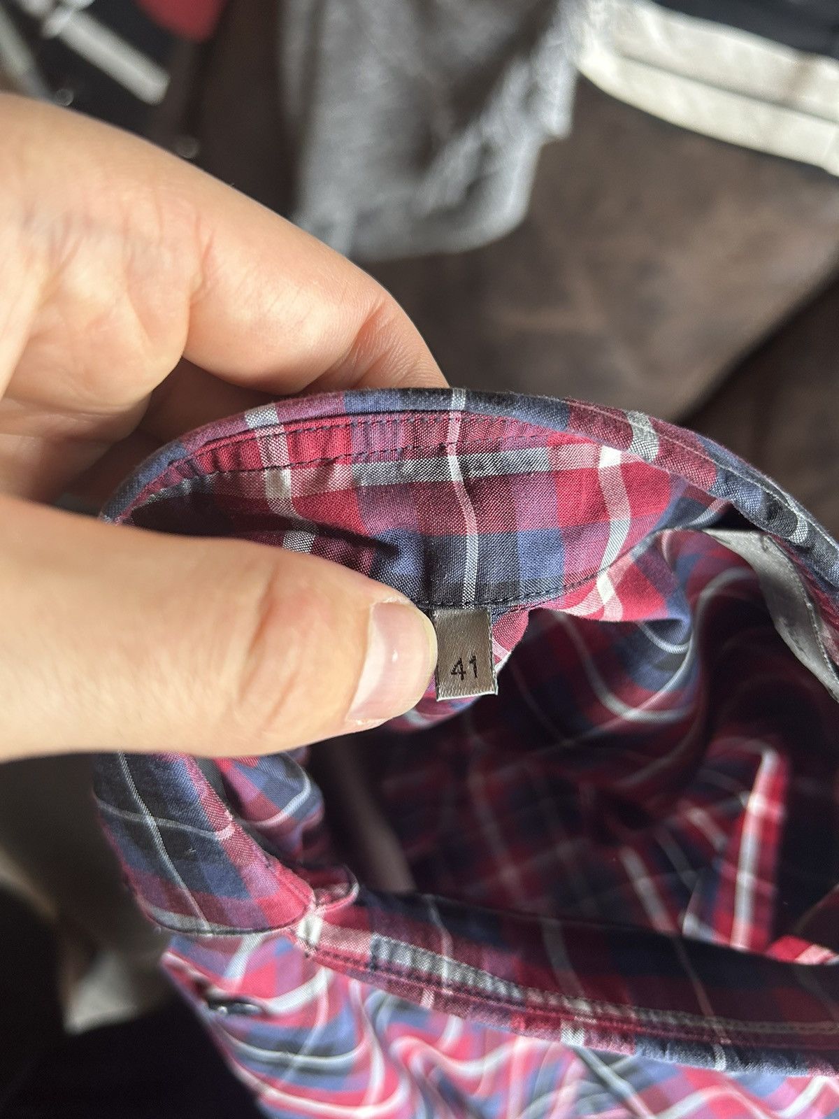 Dior Red Plaid Oxford Button-Up Shirt Size US L / EU 52-54 / 3 - 12 Thumbnail