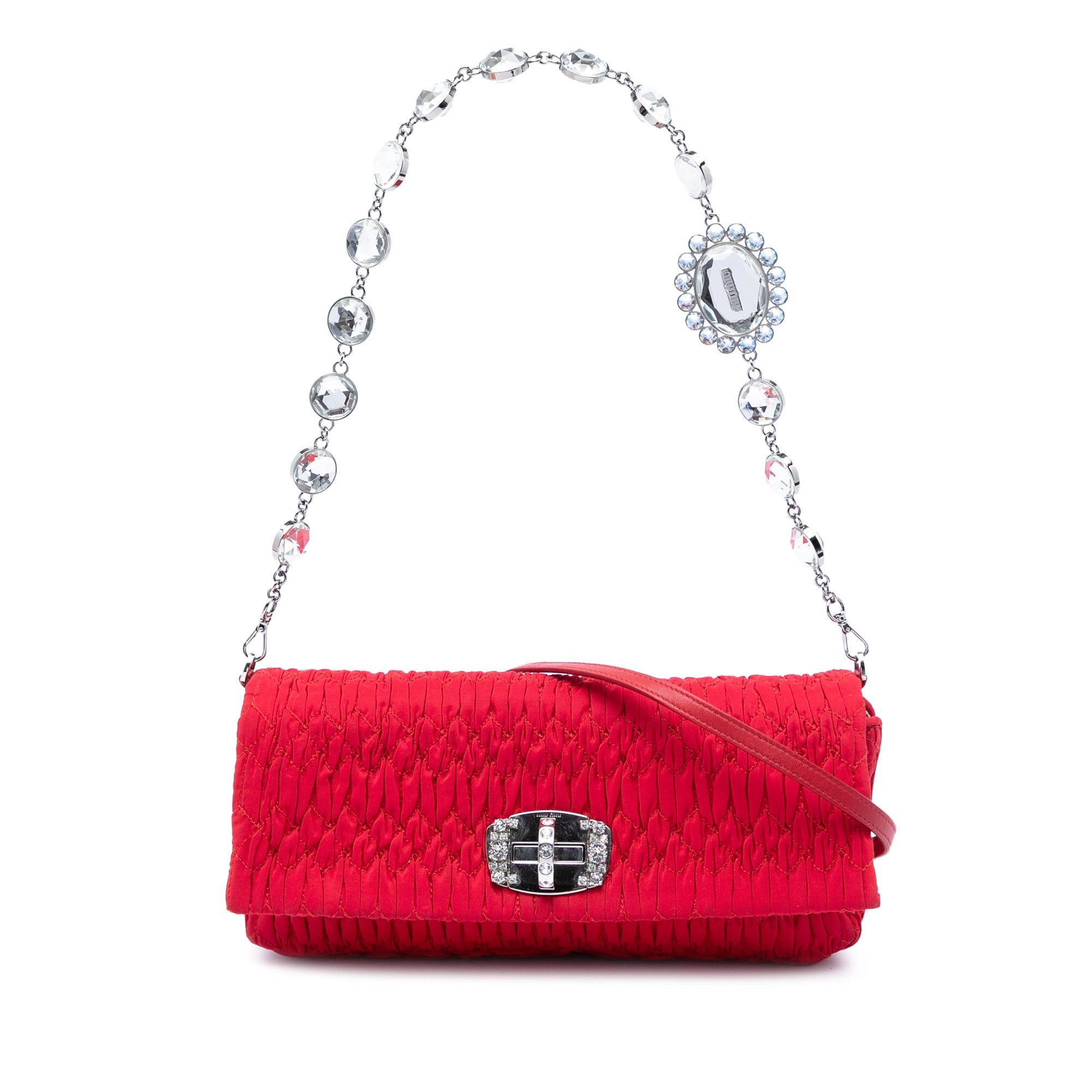 Miu Miu Matelasse Nylon Crystal Chain Satchel Size ONE SIZE - 1 Thumbnail