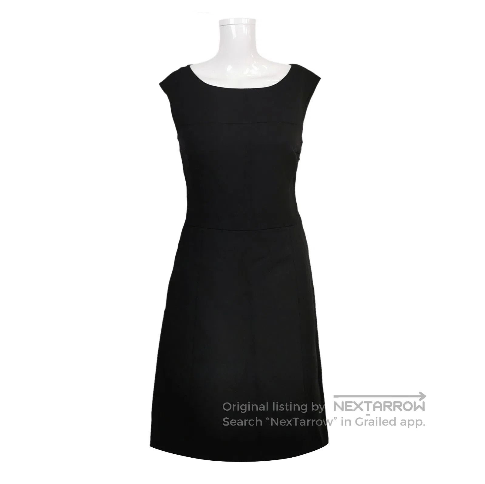 Prada Wool Black Round Neck Dress Size 38 .