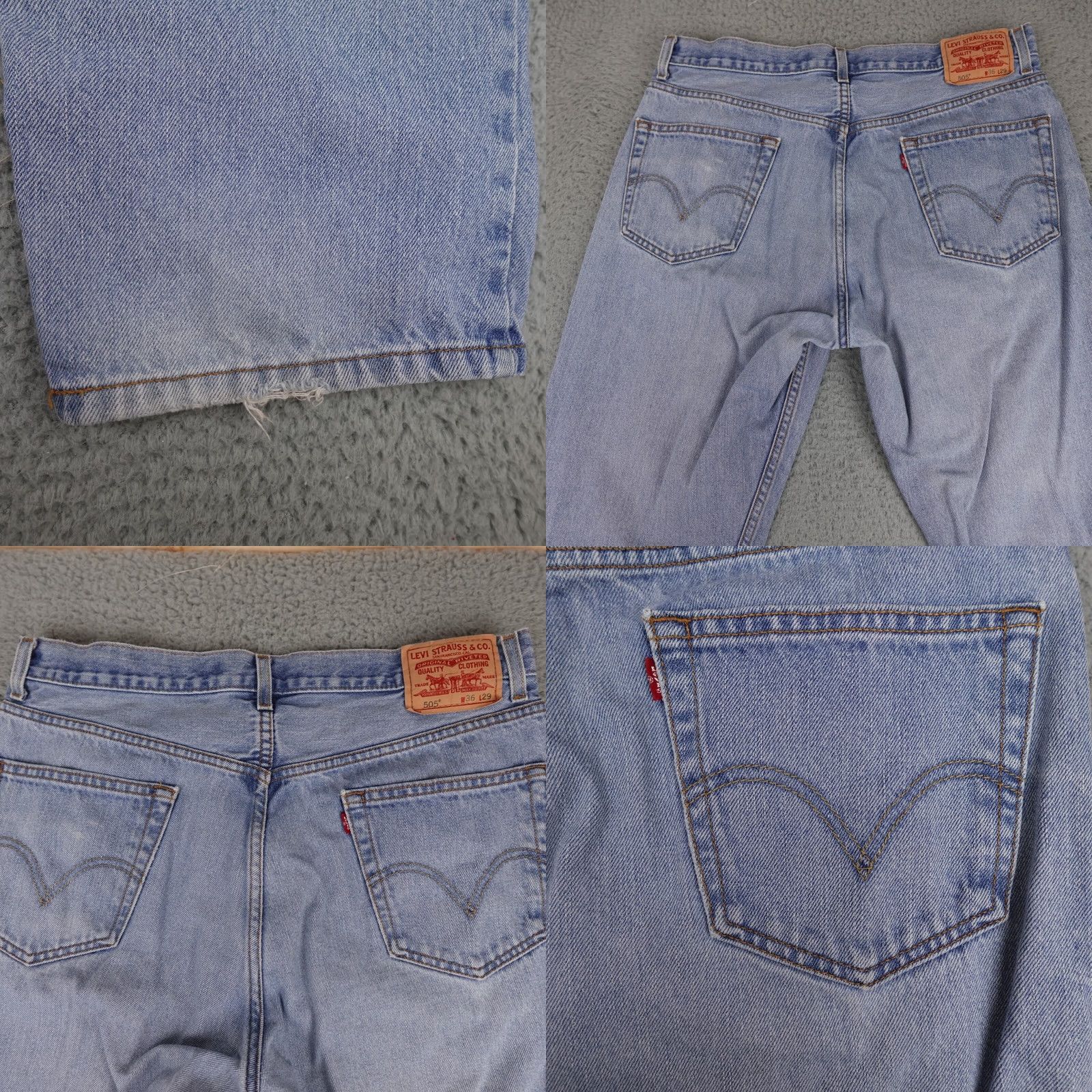 Levi's Levis 505 Jeans Mens 35 Blue Denim Light Wash Straight Retro Size US 35 - 8 Thumbnail