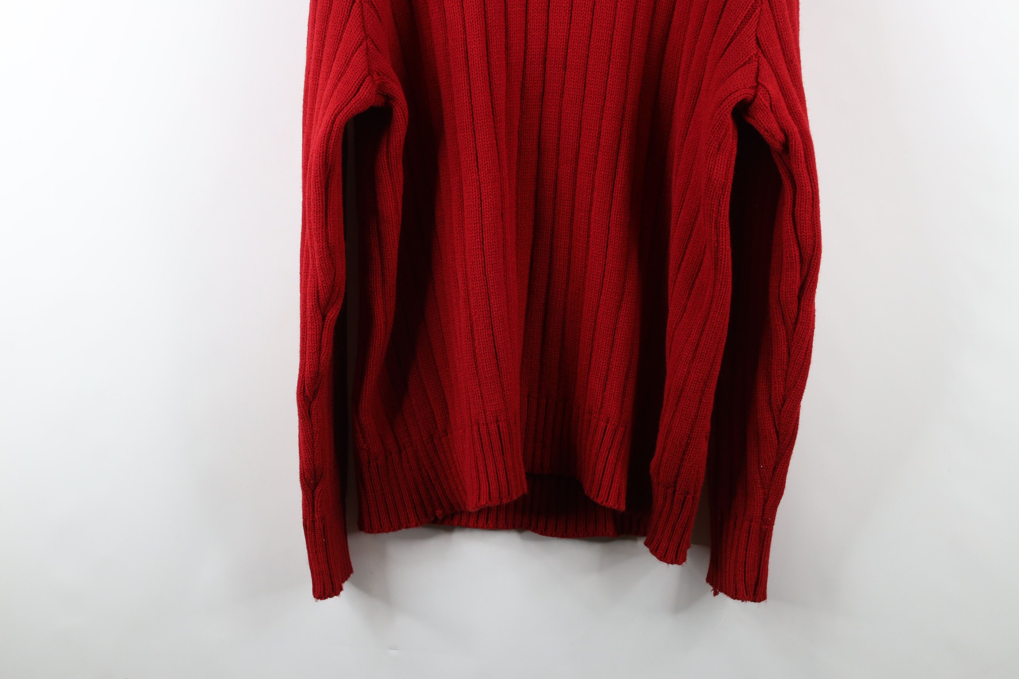Vintage Vintage 90s Streetwear Cable Knit Crewneck Sweater Red Size US L / EU 52-54 / 3 - 9 Thumbnail