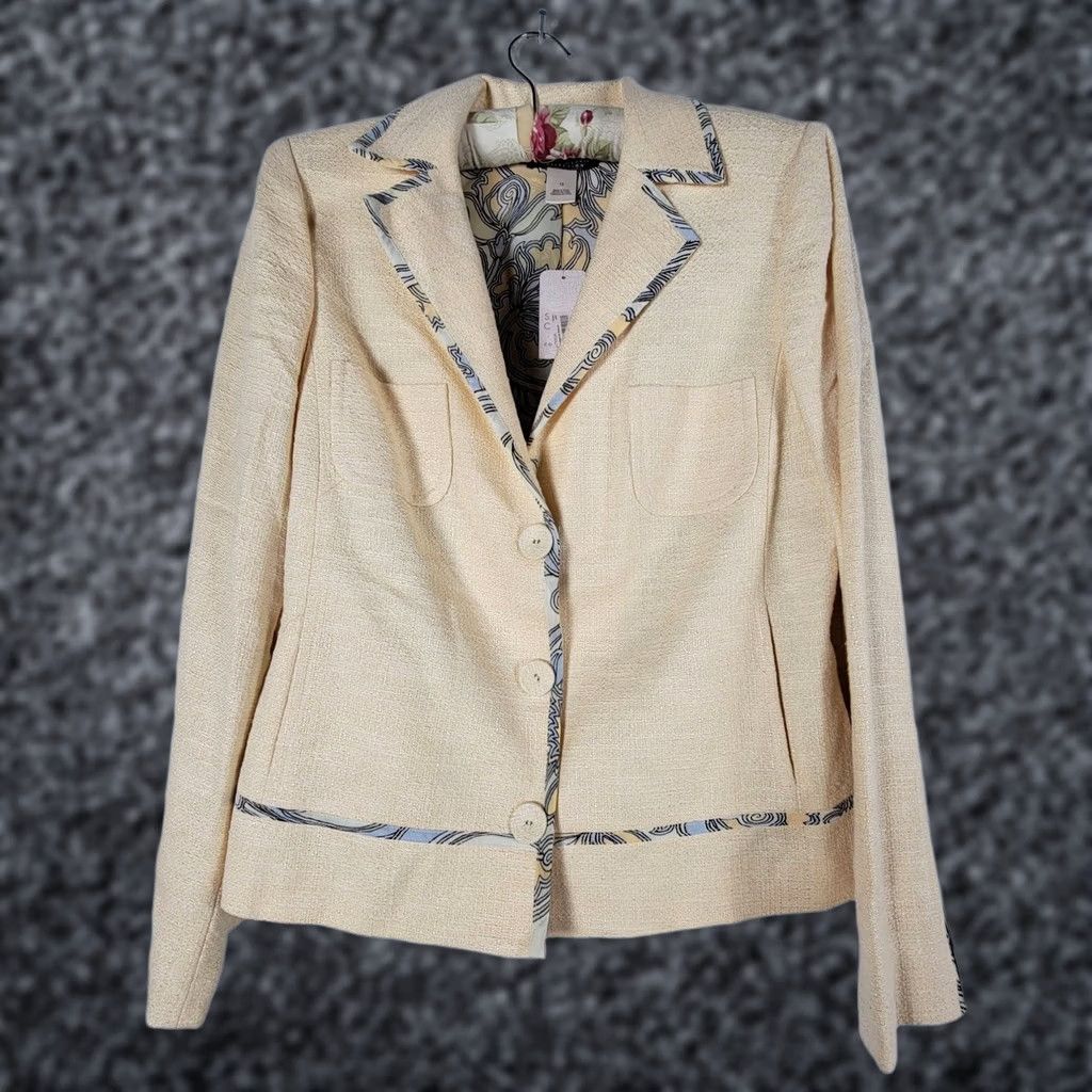 Vintage Sigrid Olsen Blazer Jacket Women's Tweed Size 12 Yellow Paisley Trim New with Tags Size XL / US 12-14 / IT 48-50 - 1 Thumbnail