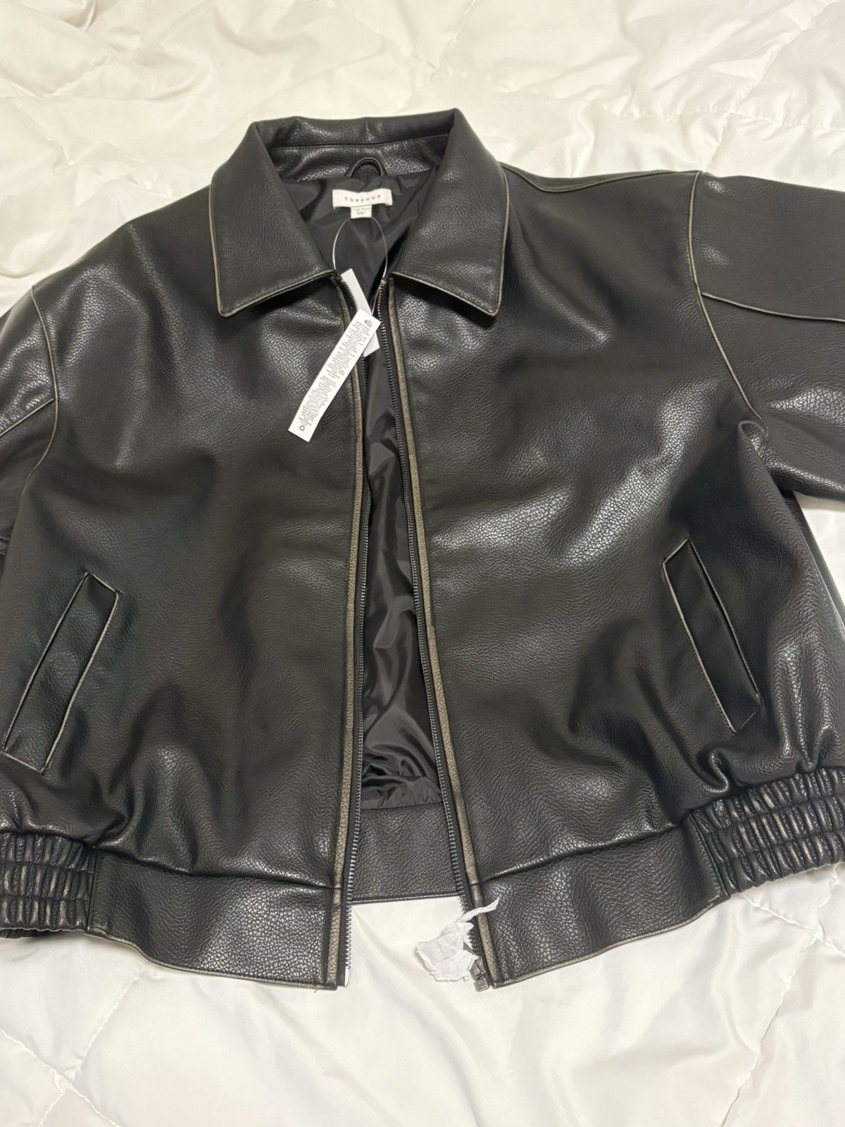 Topshop Topshop faux leather oversized bomber jacket in black Size S / US 4 / IT 40 - 2 Thumbnail