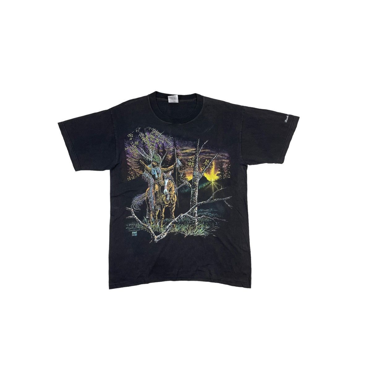 image of Made In USA x Native VTG 1994 Gardner Native Horse Fullprint Tee in Black (Size Large)