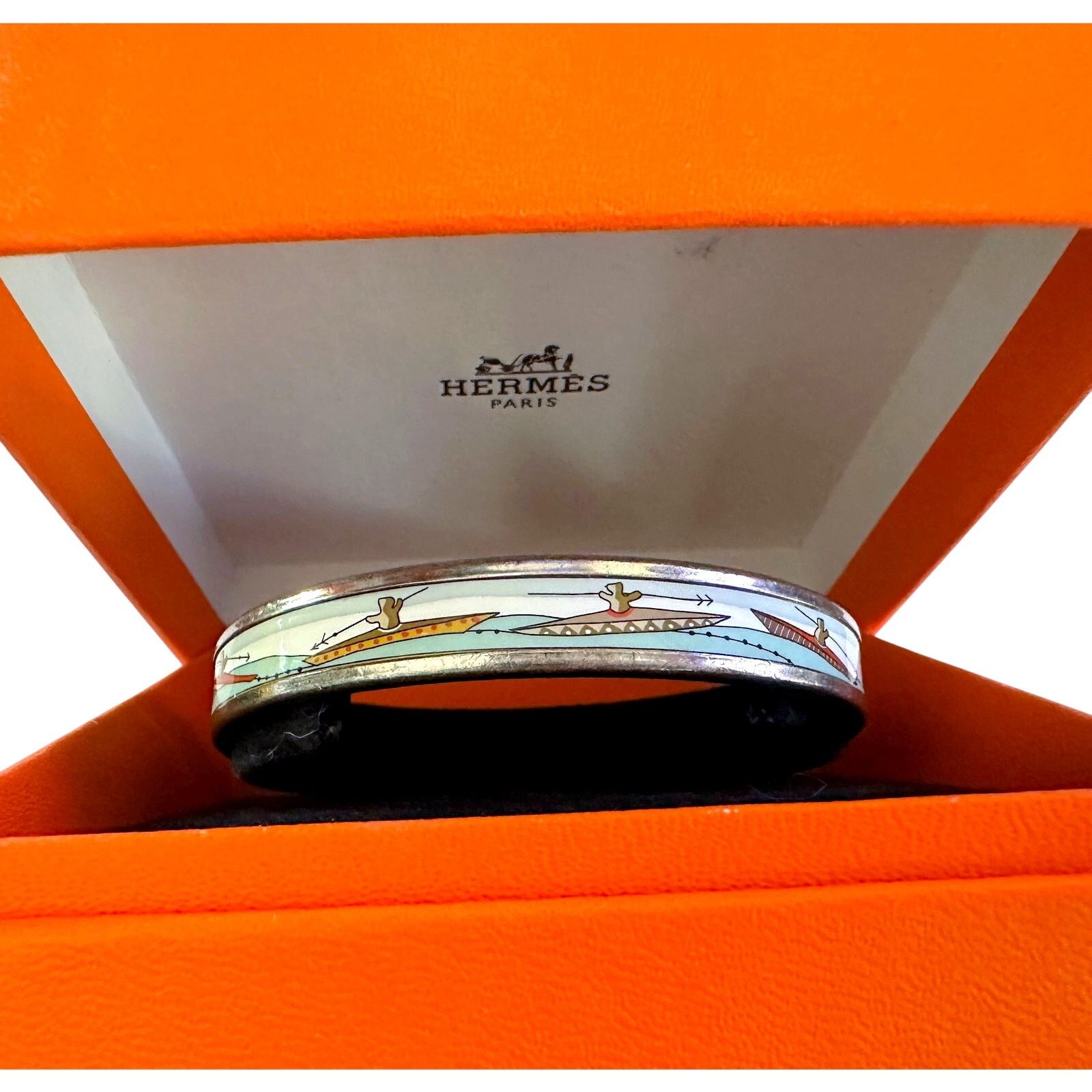 Hermes HERMES Enamel Printed Narrow Canoe Pattern Bracelet Size ONE SIZE - 15 Thumbnail