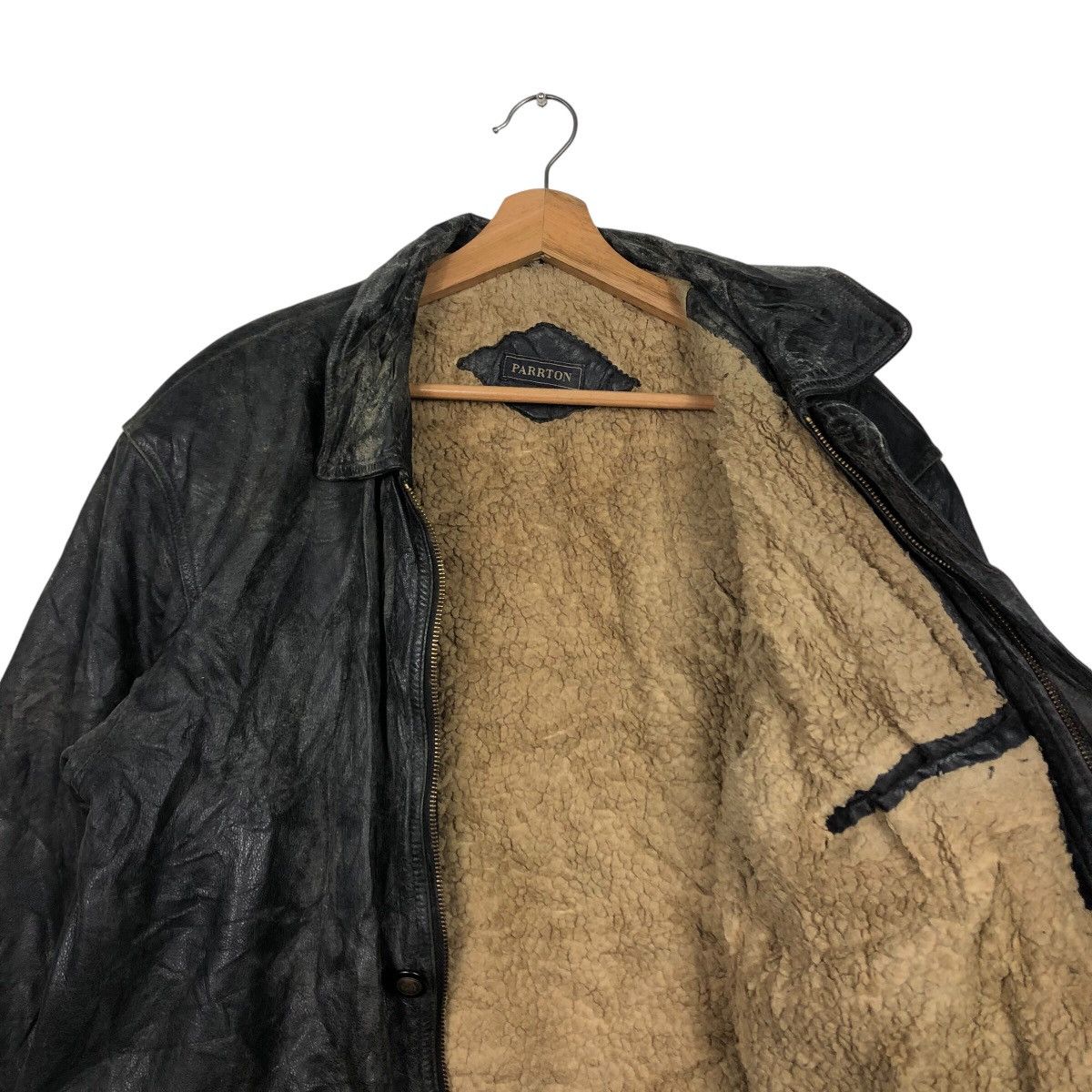 Vintage 📌Vintage 80's Biker Leather Jacket Parrton Blanket Military Size US M / EU 48-50 / 2 - 13 Thumbnail