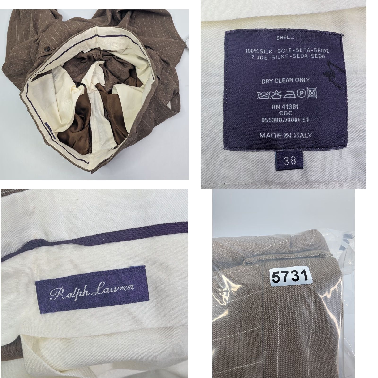 Ralph Lauren Purple Label Ralph Lauren Purple Label Dress Pants Silk Brown Pinstripe 38 Men Size US 38 / EU 54 - 9 Thumbnail