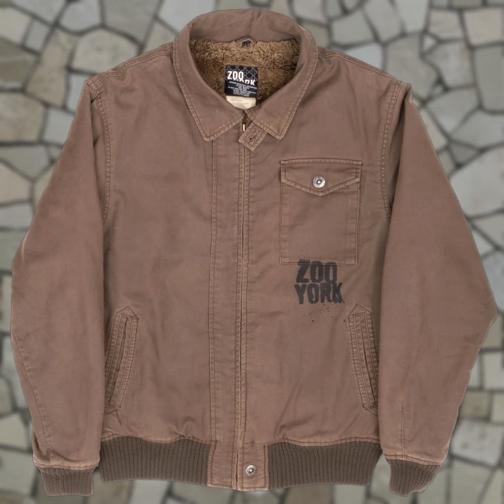 VINTAGE Zoo York Military Style Faux Fur Lined Deck Jacket Large 2000S