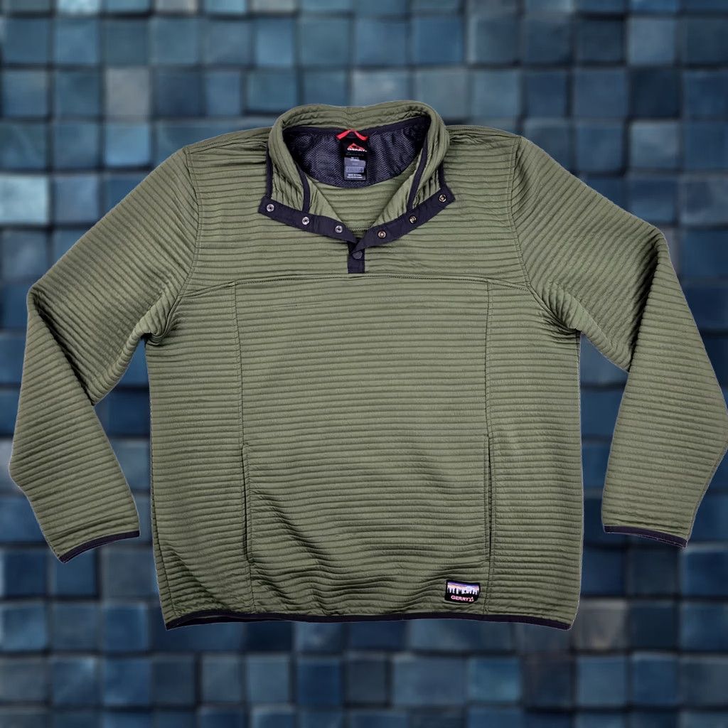 Olive Gerry Ottoman Snap Front Pullover Shirt Men XL Olive Army Green Kangaroo Pouch Snap Front Pullover Knit 100% Polyester Casual Size US XL / EU 56 / 4 - 1 Thumbnail