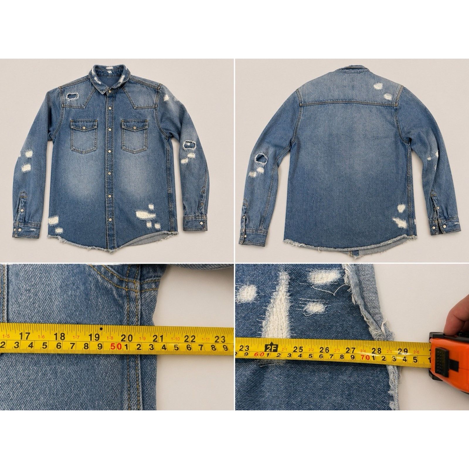 & Other Stories Men's Blue Distressed Denim Long Sleeve L Size US L / EU 52-54 / 3 - 2 Thumbnail