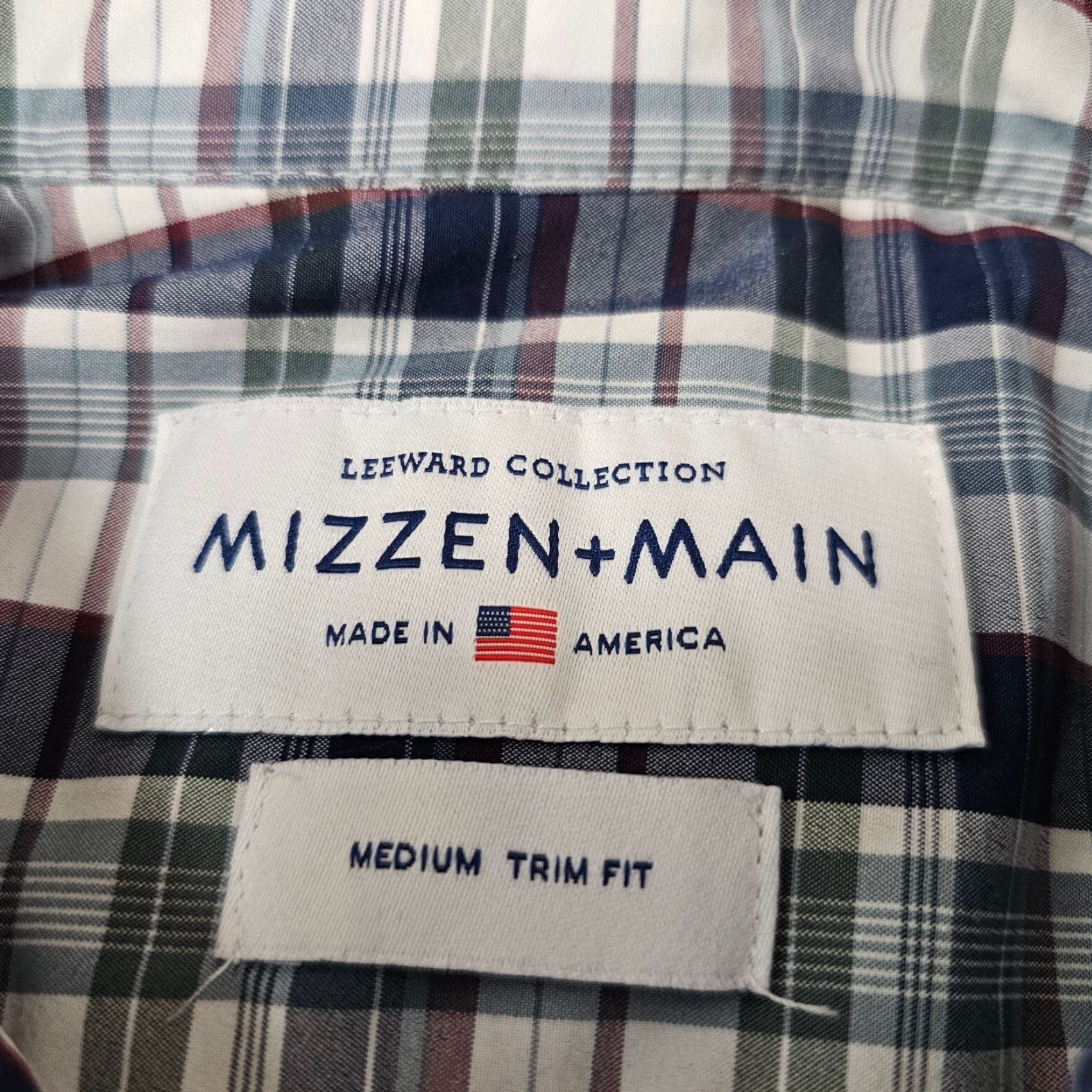 Mizzen+Main Mizzen+Main Dress Shirt Mens M Button-Up Collared Check Blue Green Multicolor Size 40R - 4 Thumbnail