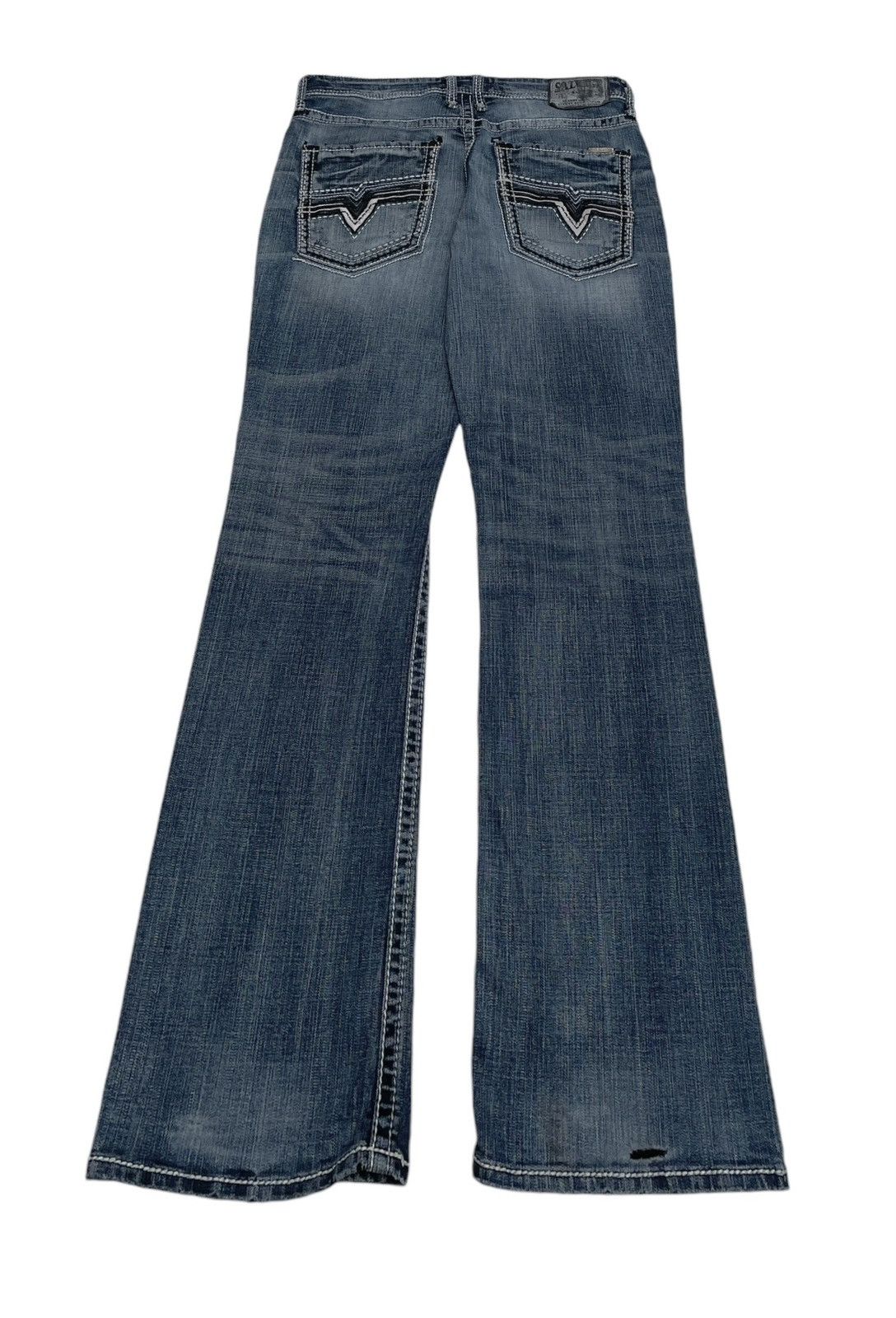 Le Grande Bleu (L.G.B.) Rare Design Vintage Brand Salvage Bootcut Flared Jeans 2000s Size US 35 - 2 Thumbnail