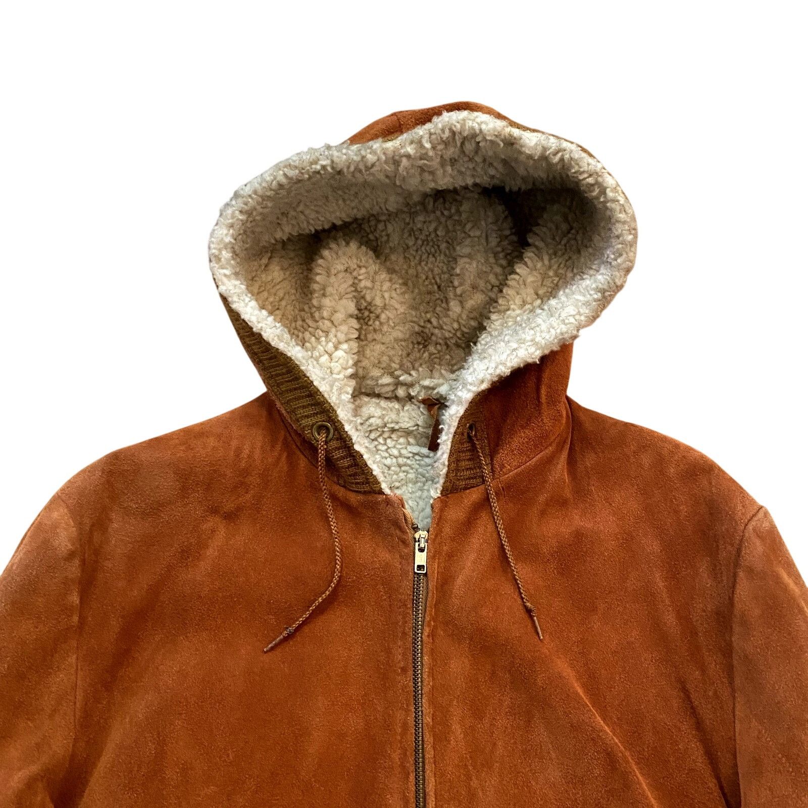 Vintage Vintage 70s Western Suede Cowhide Sherpa Lined Hoodie Jacket Size US M / EU 48-50 / 2 - 2 Thumbnail