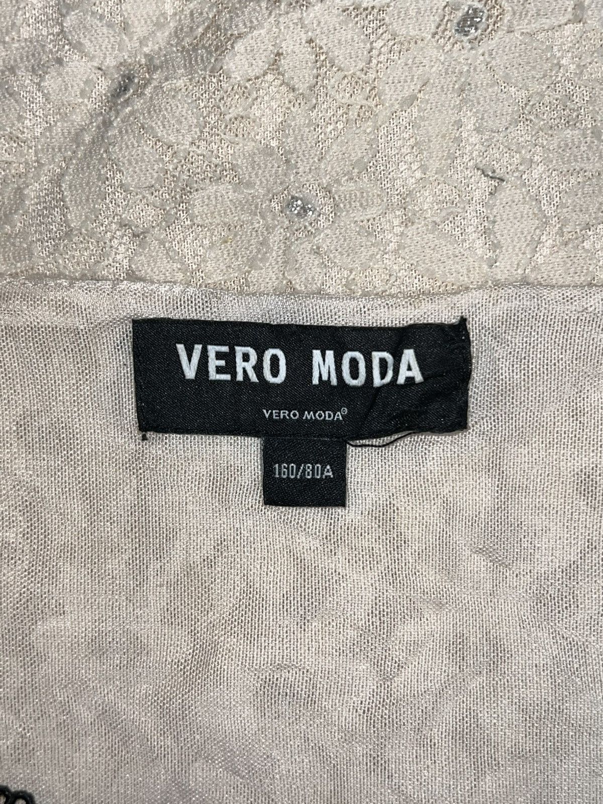 Other VERO MODA Cream Brokat T-shirt Size XS / US 0-2 / IT 36-38 - 6 Thumbnail