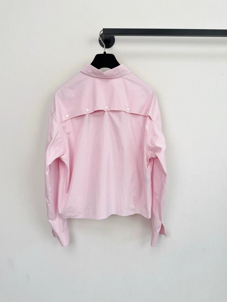 Prada Miumiu Pink Cropped Shirt with Logo-2506 Size S / US 4 / IT 40 - 6 Thumbnail