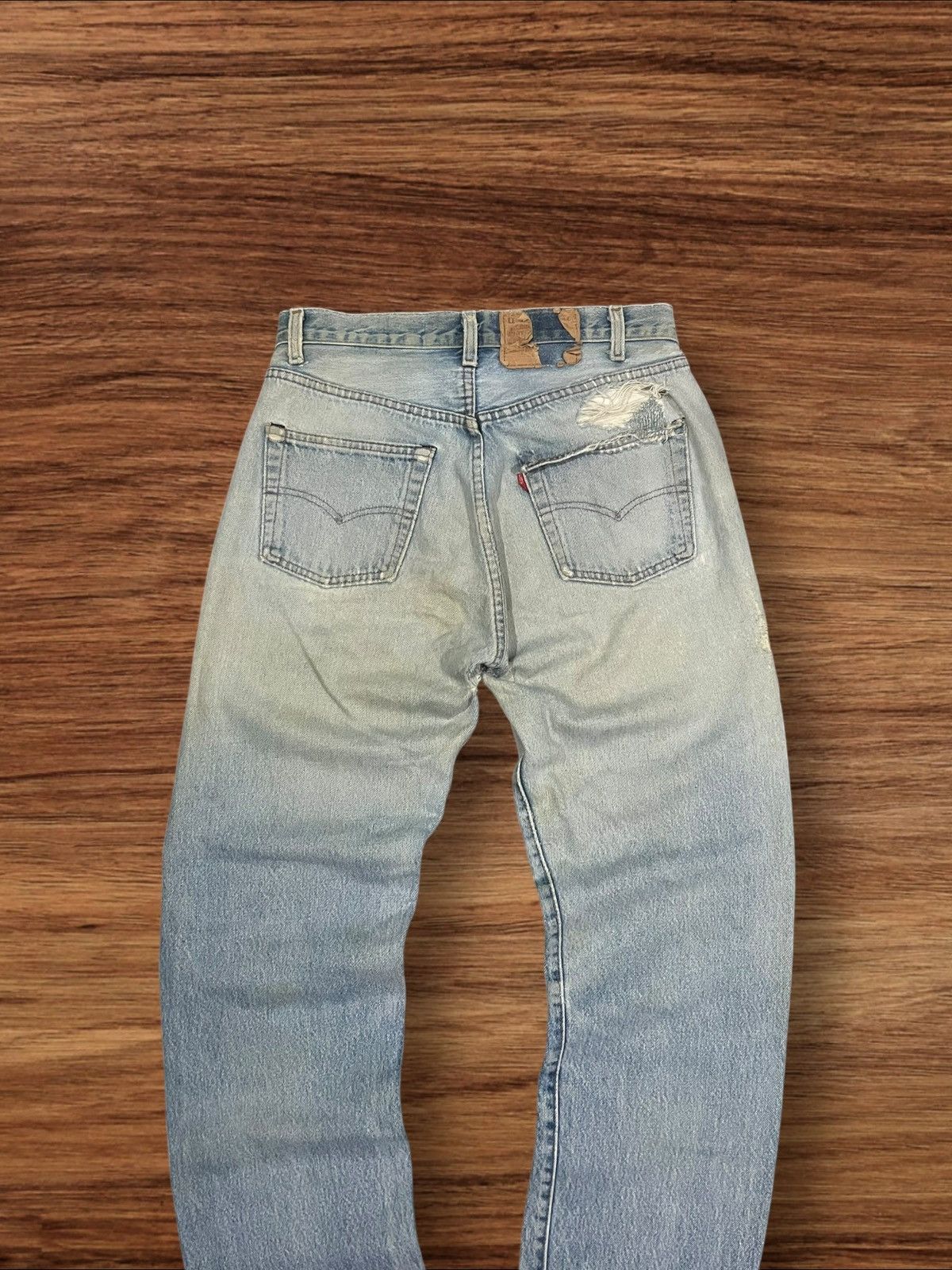 Levi's × Levi's Vintage Clothing × Vintage Vintage 80s Levi’s 501 Button Fly Blue Washed Trashed Jeans Size US 28 / EU 44 - 10 Thumbnail