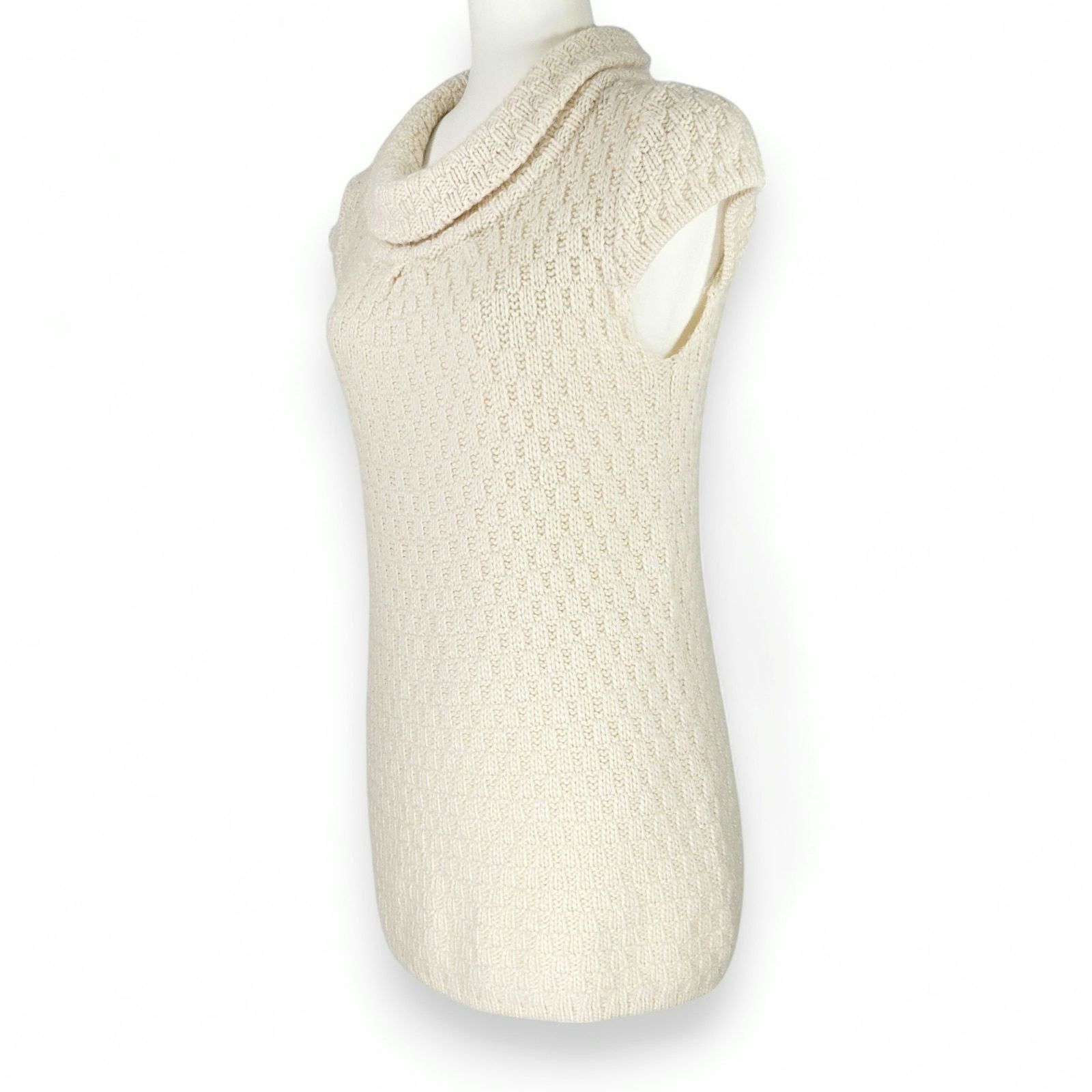 Willi Smith EUC Willi Smith Cowl-Neck Sweater Sz. S Cream Textured Knit Size S / US 4 / IT 40 - 1 Thumbnail