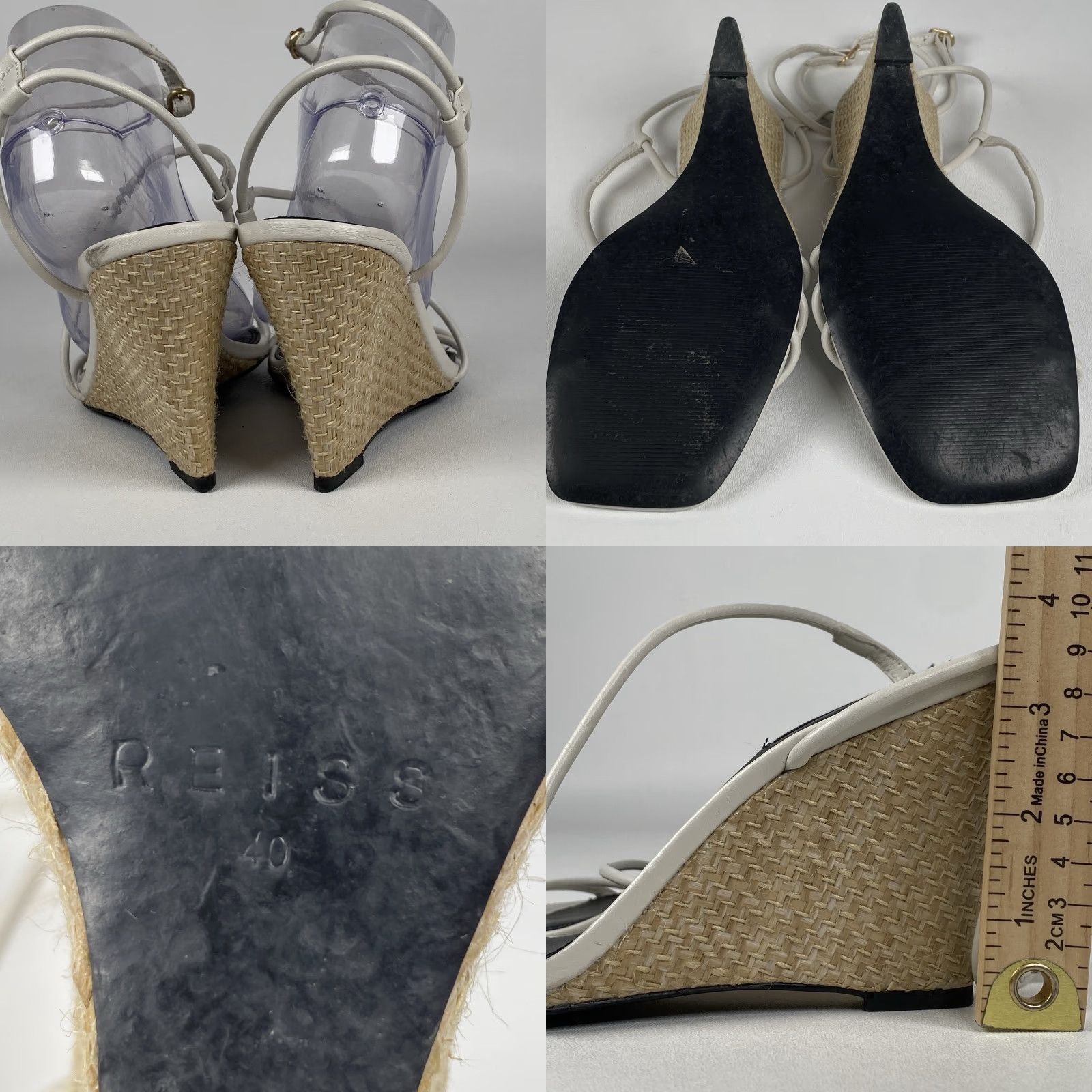 Reiss Reiss Daisey Leather Strappy Wedge Heels White Women 9.5 EU 40 Open Toe Buckle Shoes Size US 10 / IT 40 - 8 Thumbnail