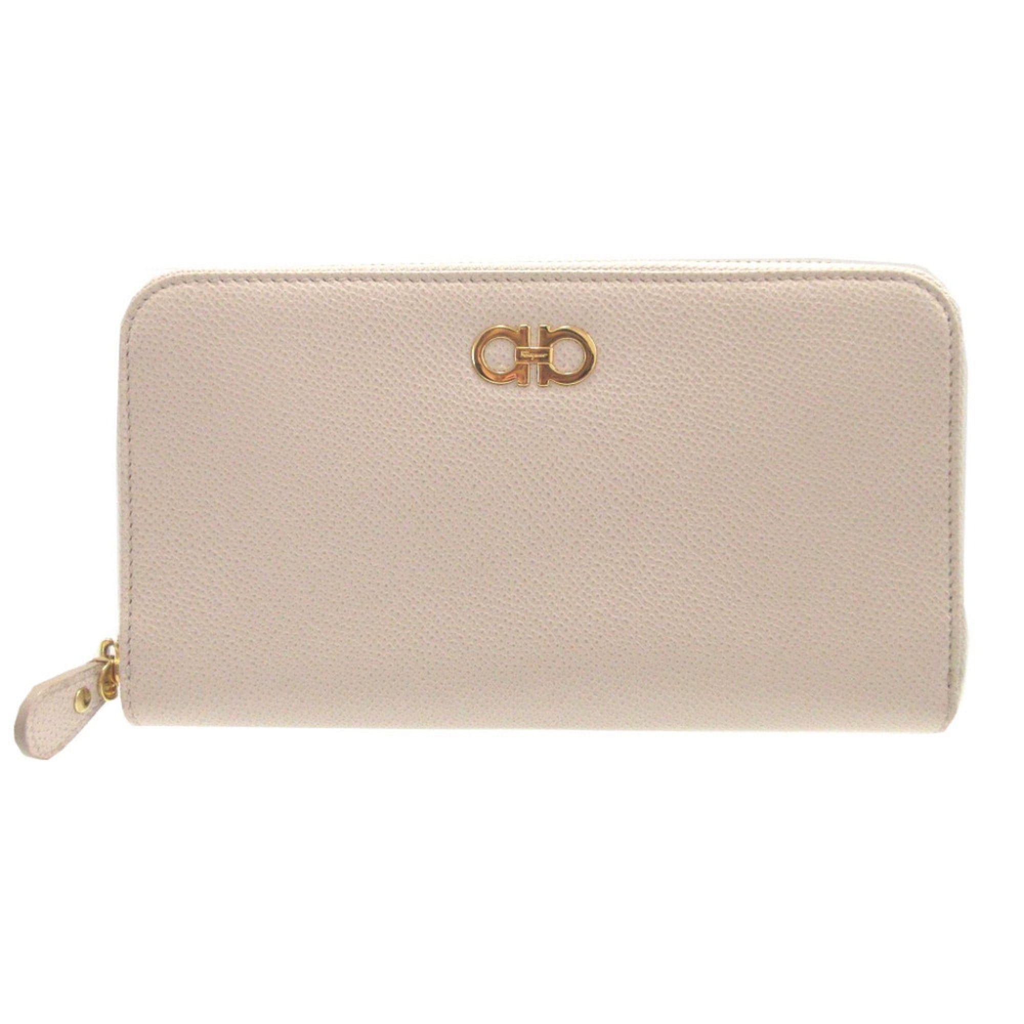 Salvatore Ferragamo Like new Salvatore Ferragamo Gancini leather ivory JASMINE FLOW round zip long wallet 0562 Size ONE SIZE - 1 Thumbnail