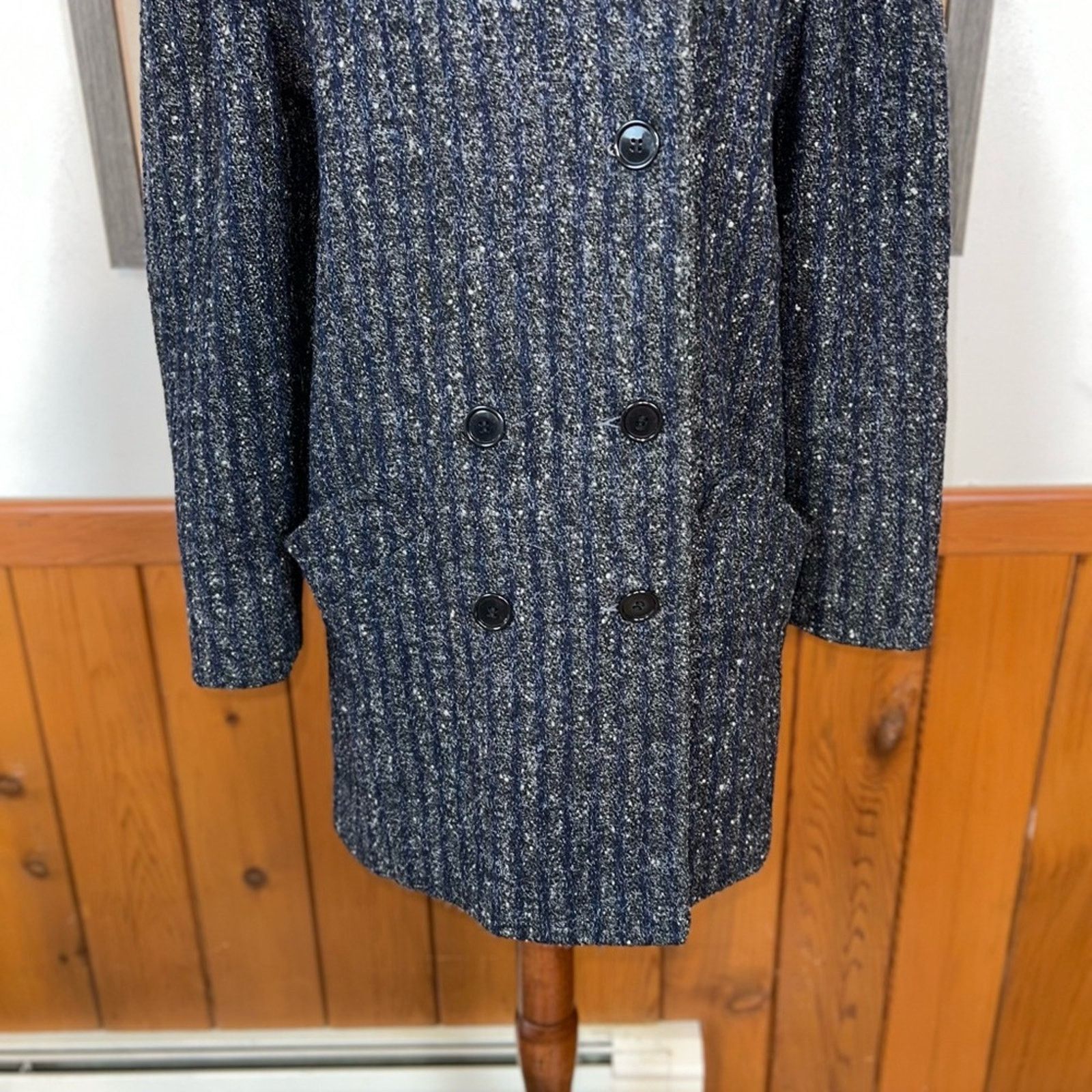 Vintage Darling Vintage 1980s New York Girl Striped Wool Tweed Coat! Size S / US 4 / IT 40 - 3 Thumbnail