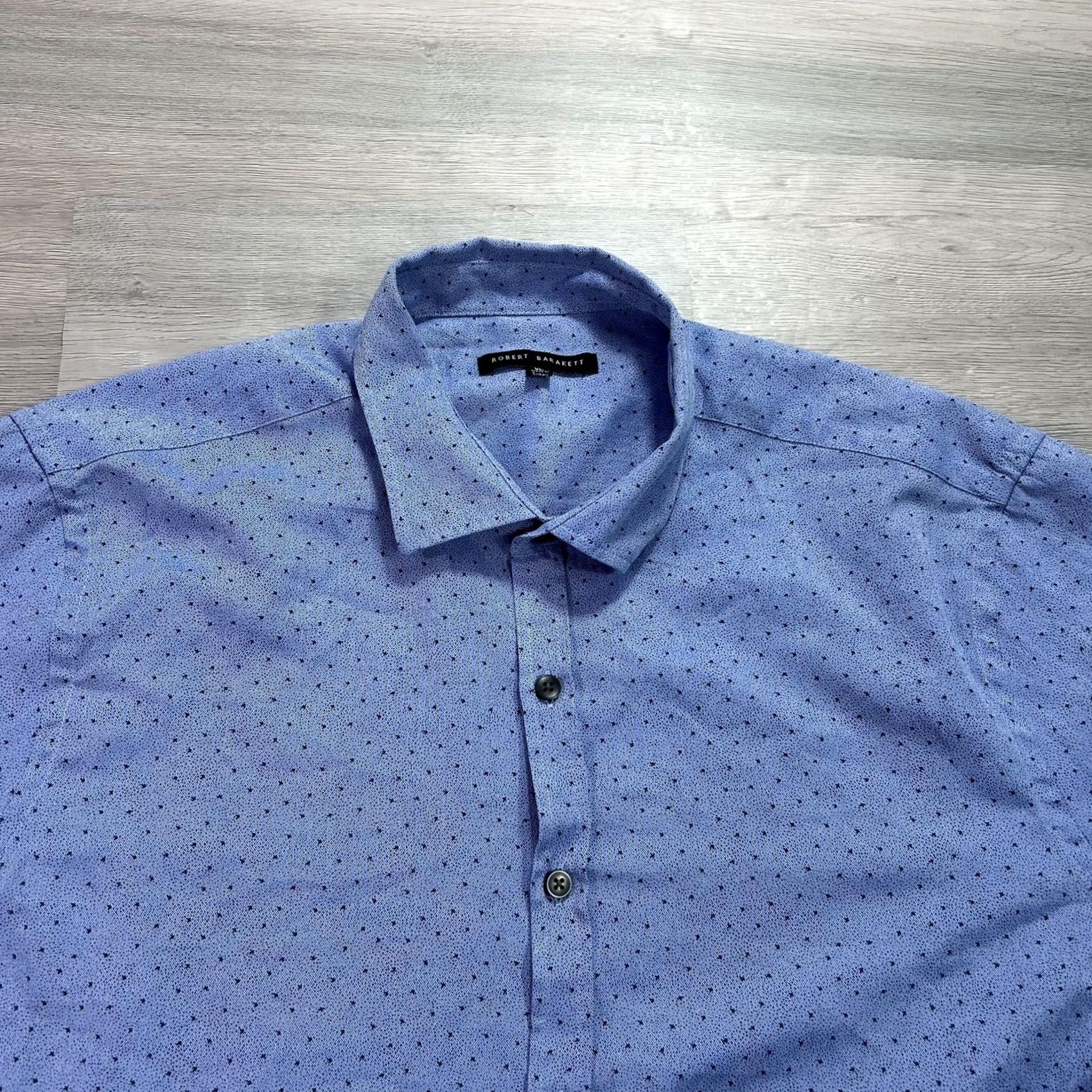 Vintage Robert Barakett Shirt Mens XL Blue Herringbone Twill Long Sleeve Button Up Size US XL / EU 56 / 4 - 3 Thumbnail