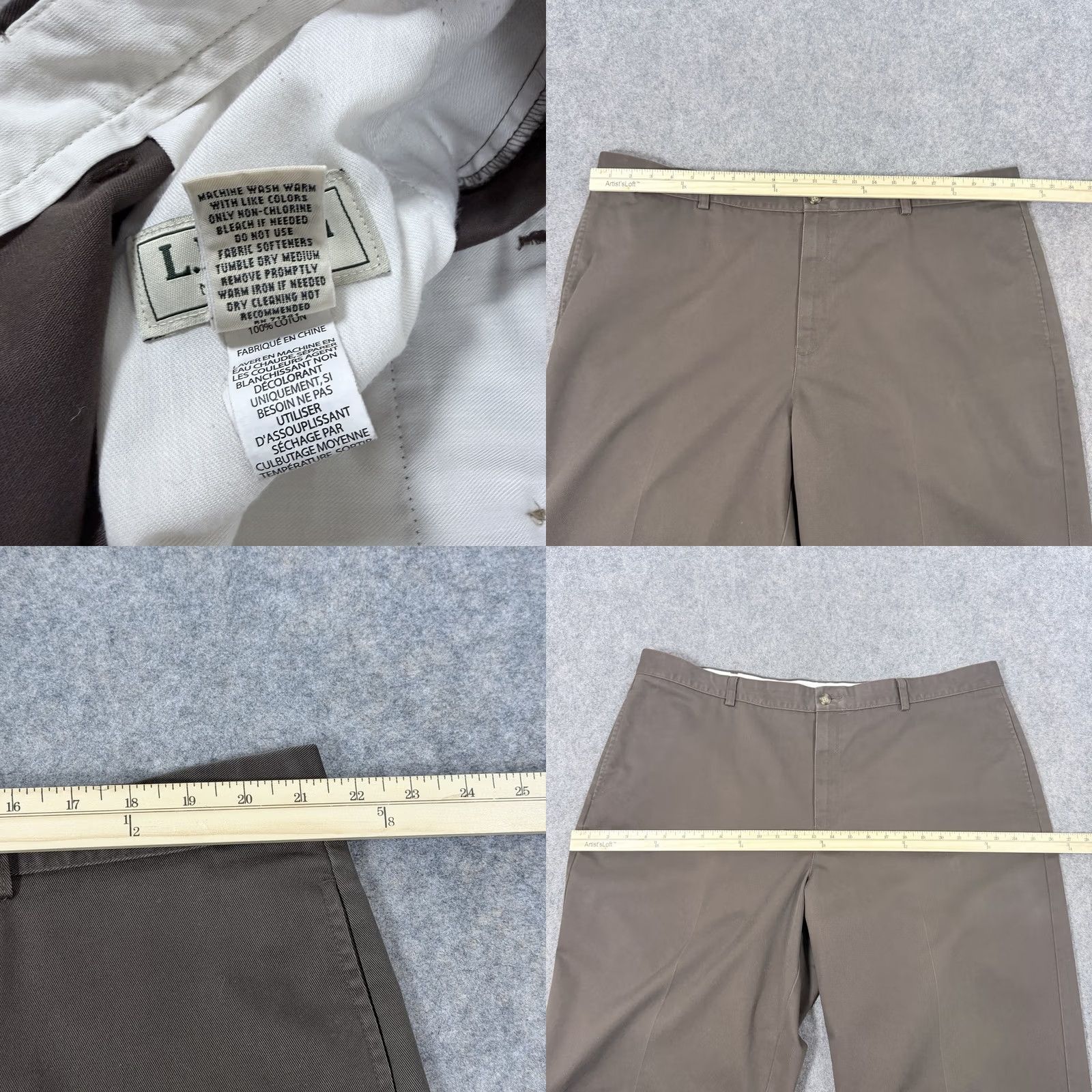 Vintage L.L.Bean Natural Fit Casual Dress Pants Men's Size 42x36 Brown Regular Rise 13.25" Inseam 36" Cotton Zip Front Front Flat Front Pockets Slim Straight Size US 42 / EU 58 - 8 Thumbnail