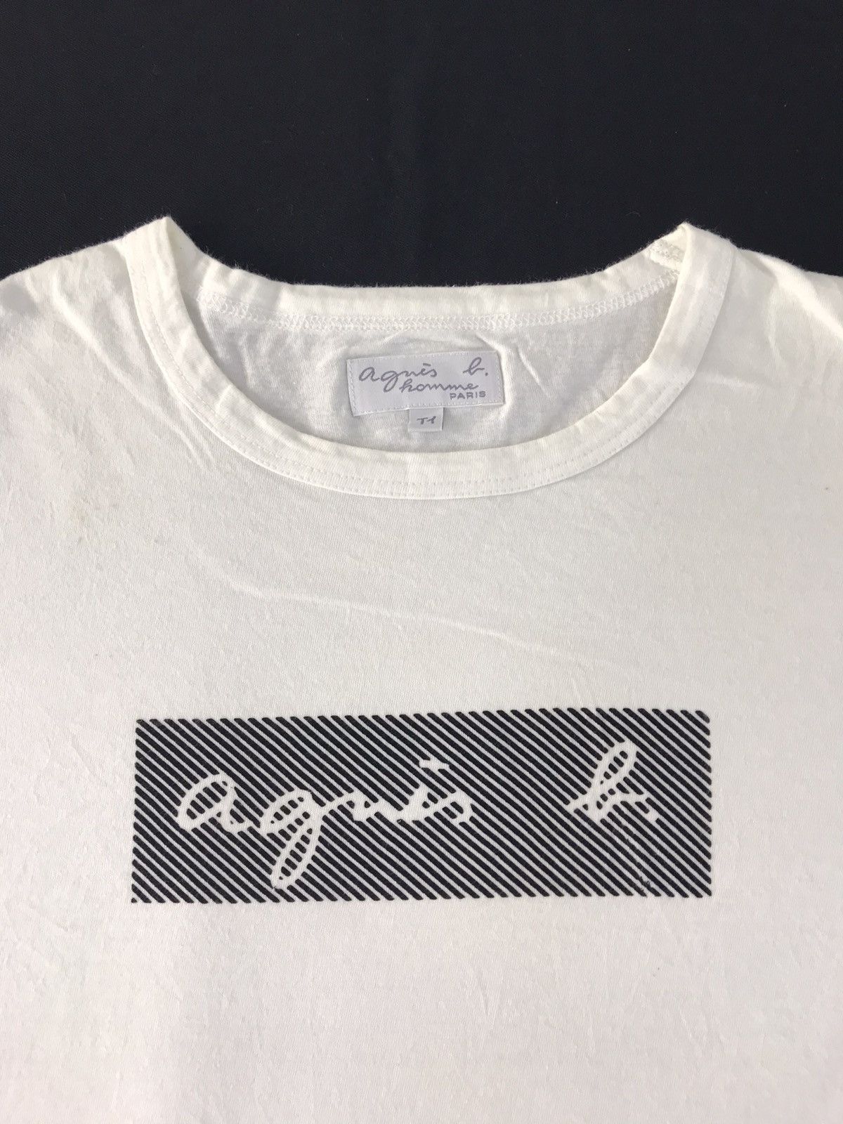 agnes b. Hype Vintage Agnes B Homme Paris Box Logo Printed Tee Size US M / EU 48-50 / 2 - 4 Thumbnail